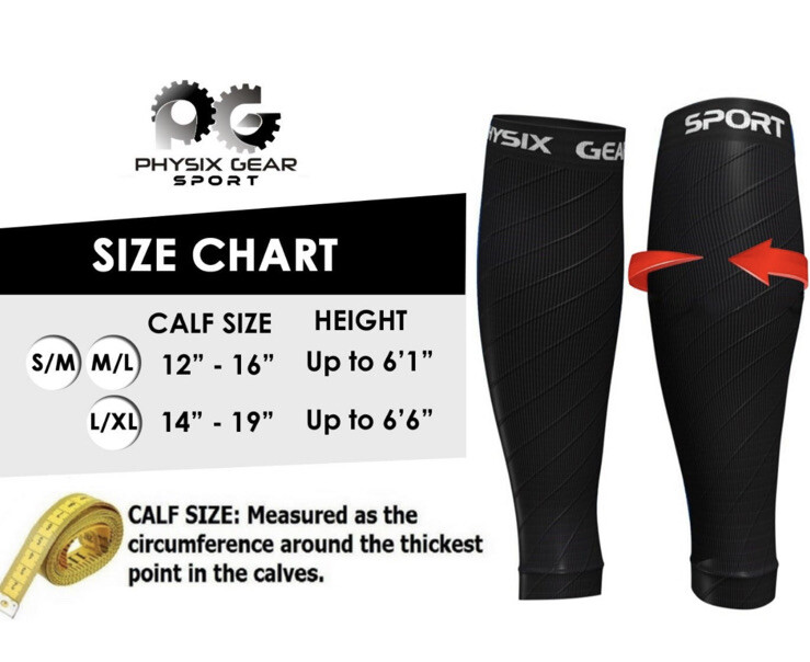 New Physix Gear Adult Men Women Size S-M Compression 2.0 Calf Support Sleeves