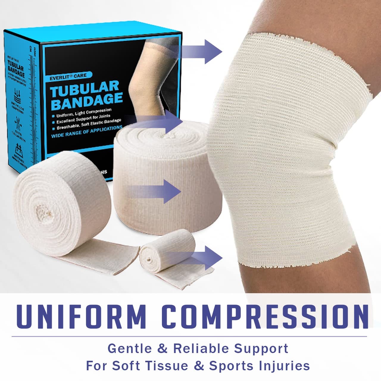 EVERLIT Elasticated Tubular Support Bandage | Stockinette Tubing for Small Arms,