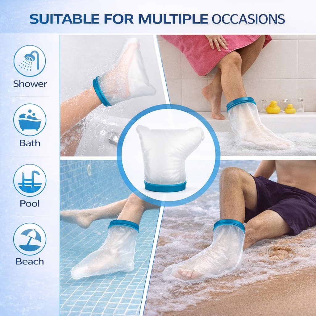 Waterproof Foot Cast Cover for Shower, Reusable Ankle Cast Protector for Adults,