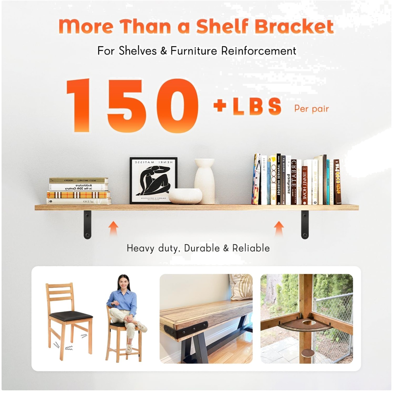 Wall Hanging Bracket 12PCS – Black Steel L Corner