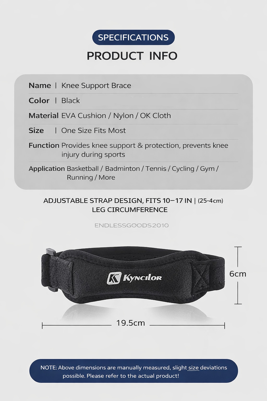 Knee Support Strap Patella Brace Adjustable Compression Band Sports Running Gym