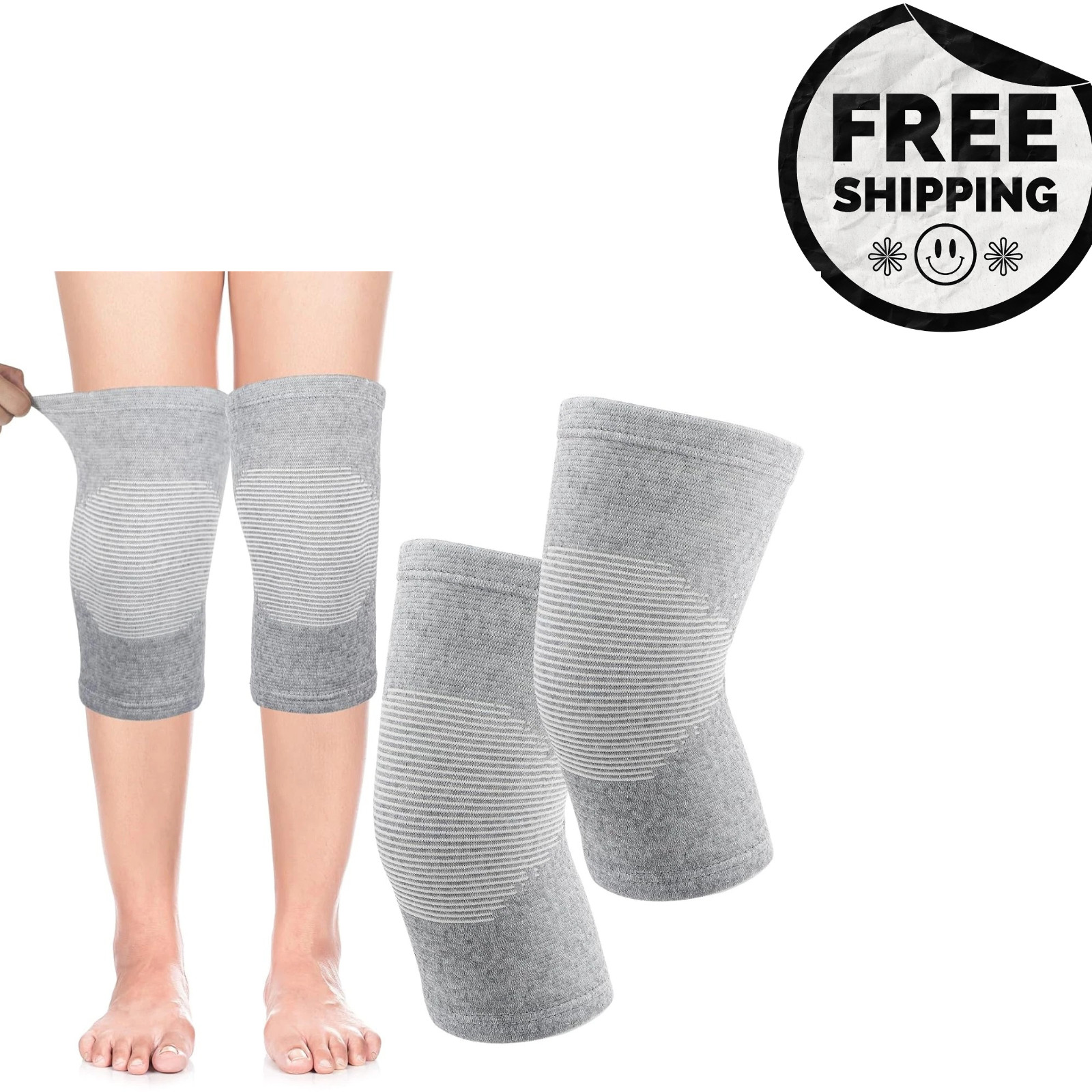 Bamboo Knee Sleeve Elastic Compression Knee Brace Warm Breathable Pads XL