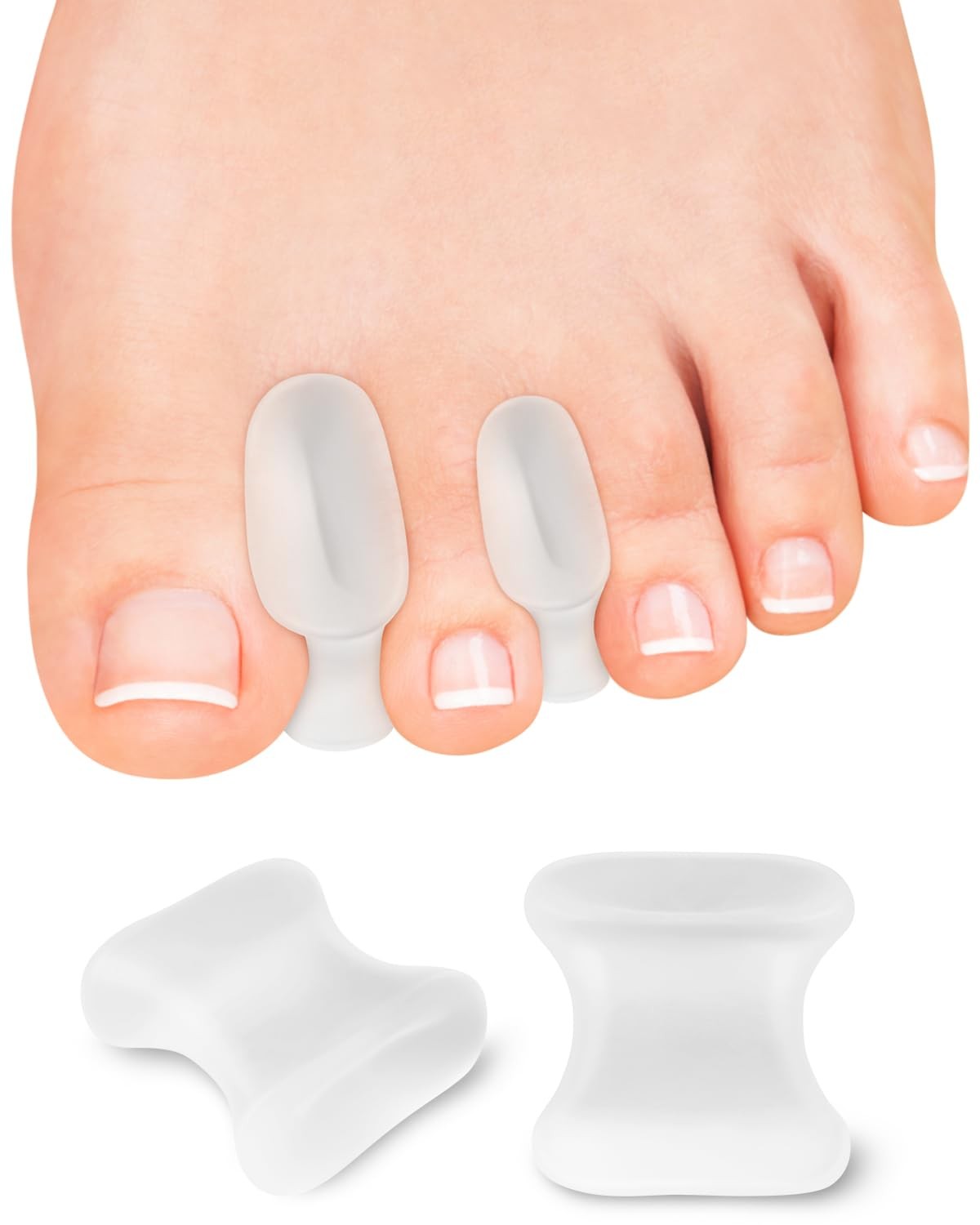 PGRODE 12 Pack Gel Toe Separators Silicone Spacers for Women Large, Clear