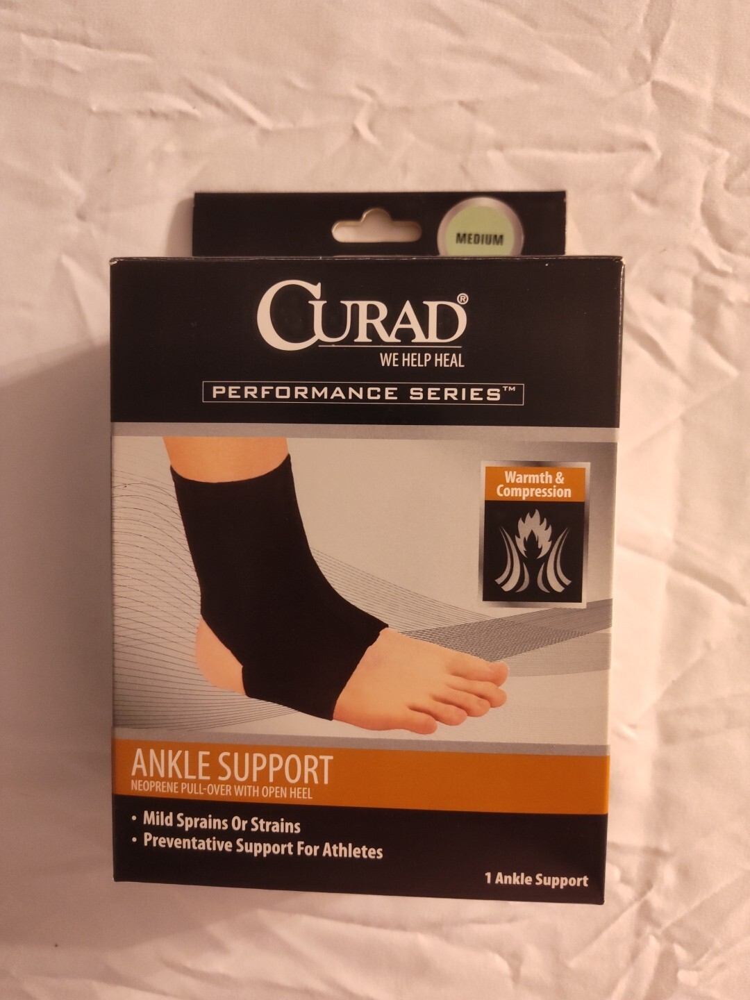 CURAD Elastic Pull-Over Ankle Support Performance Series ORT26100MD MEDIUM NEW!