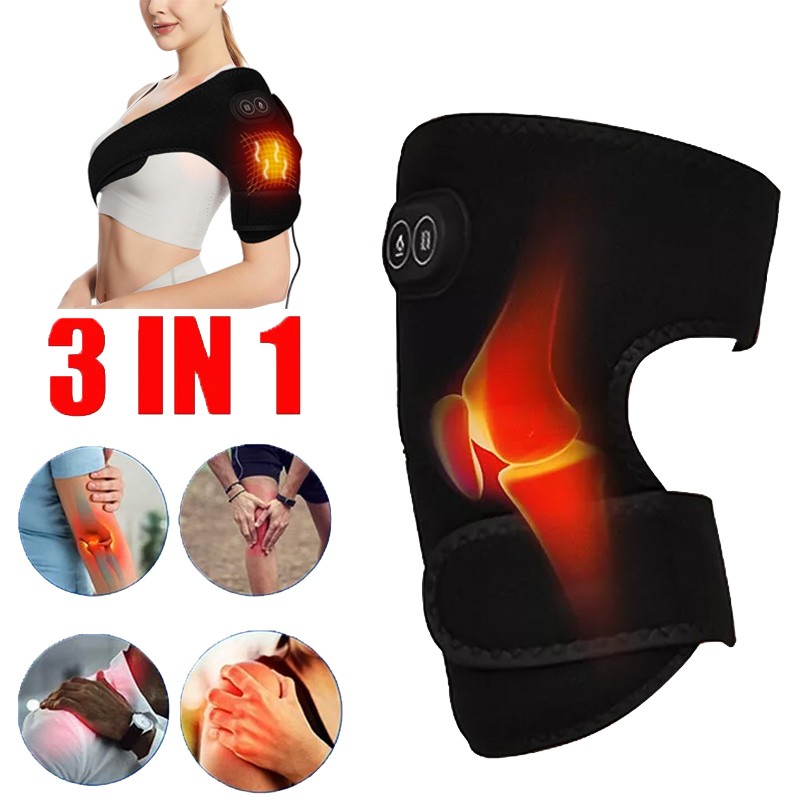 Electric Heated Vibration Knee Joint Brace Therapy Shoulder Massager Pain Relief