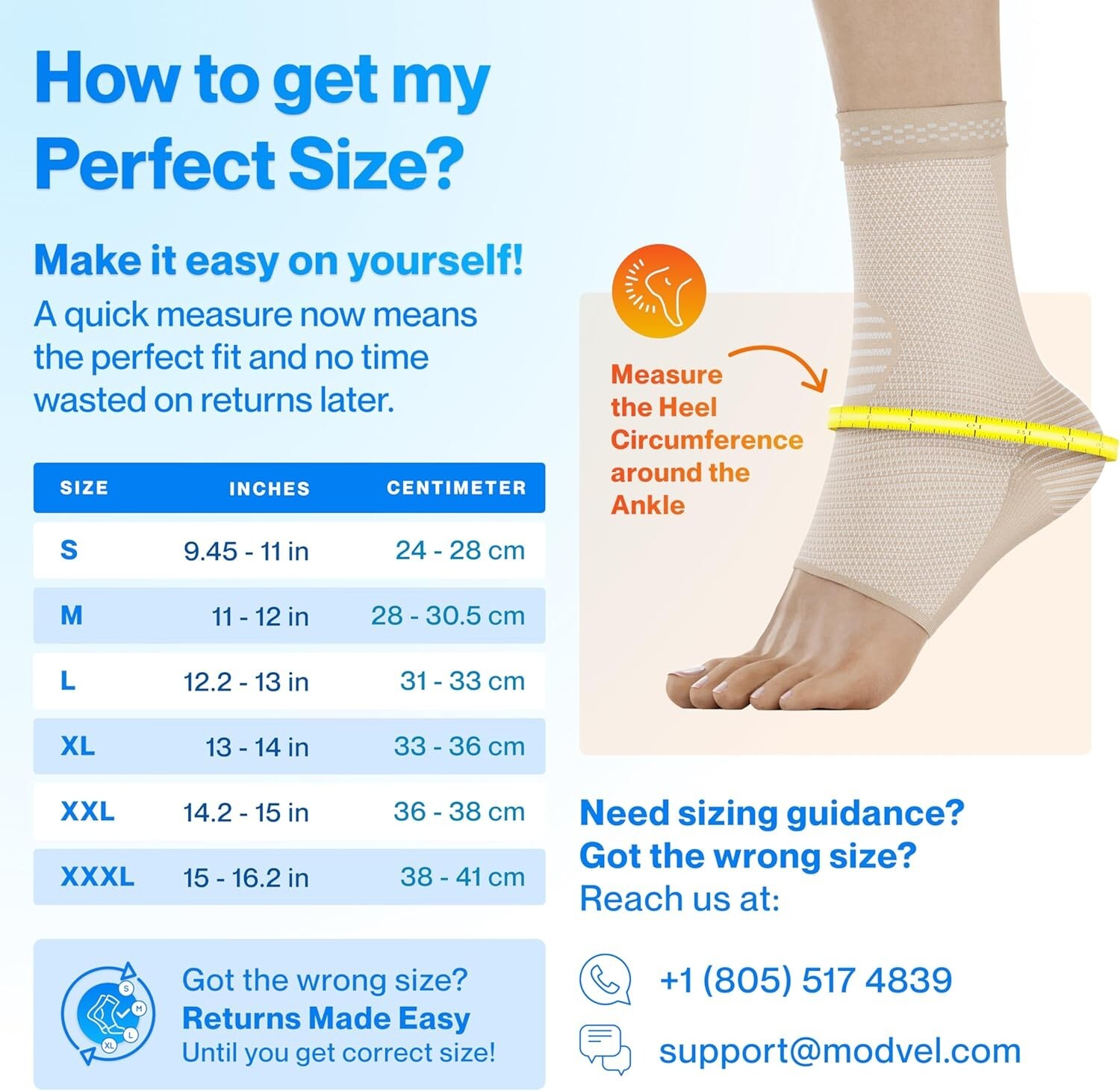 Modvel Ankle Compression Support Sleeve Brace Skin/Nude Pair Size Large NEW!