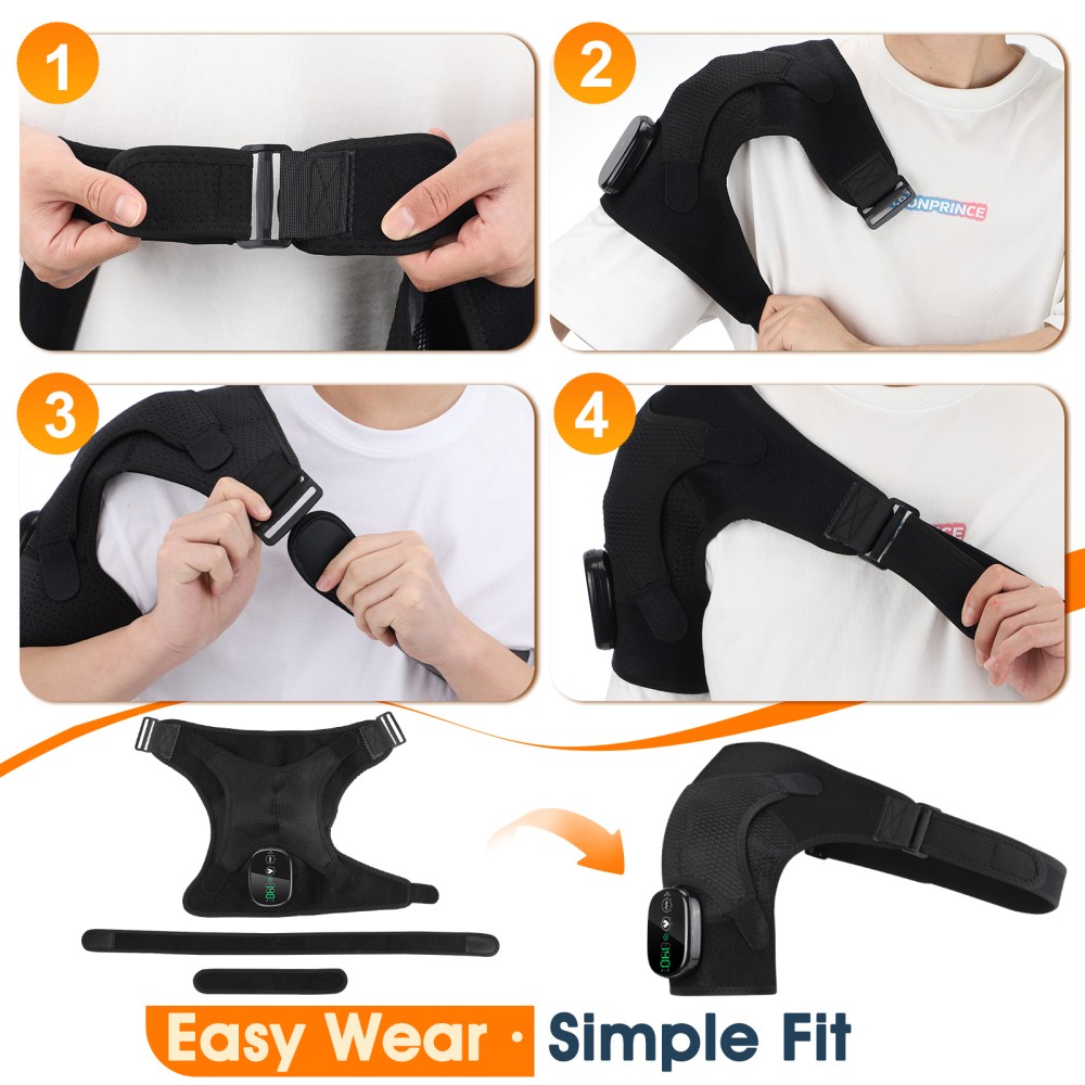5000amh Heated Shoulder Massager With Vibration Massage Brace Joint Pain Relief
