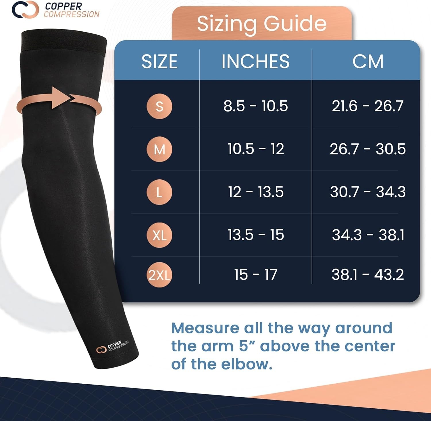 Arm Sleeve – Copper Infused Full Arm Brace for Forearm, Bicep, Triceps – Tenn…