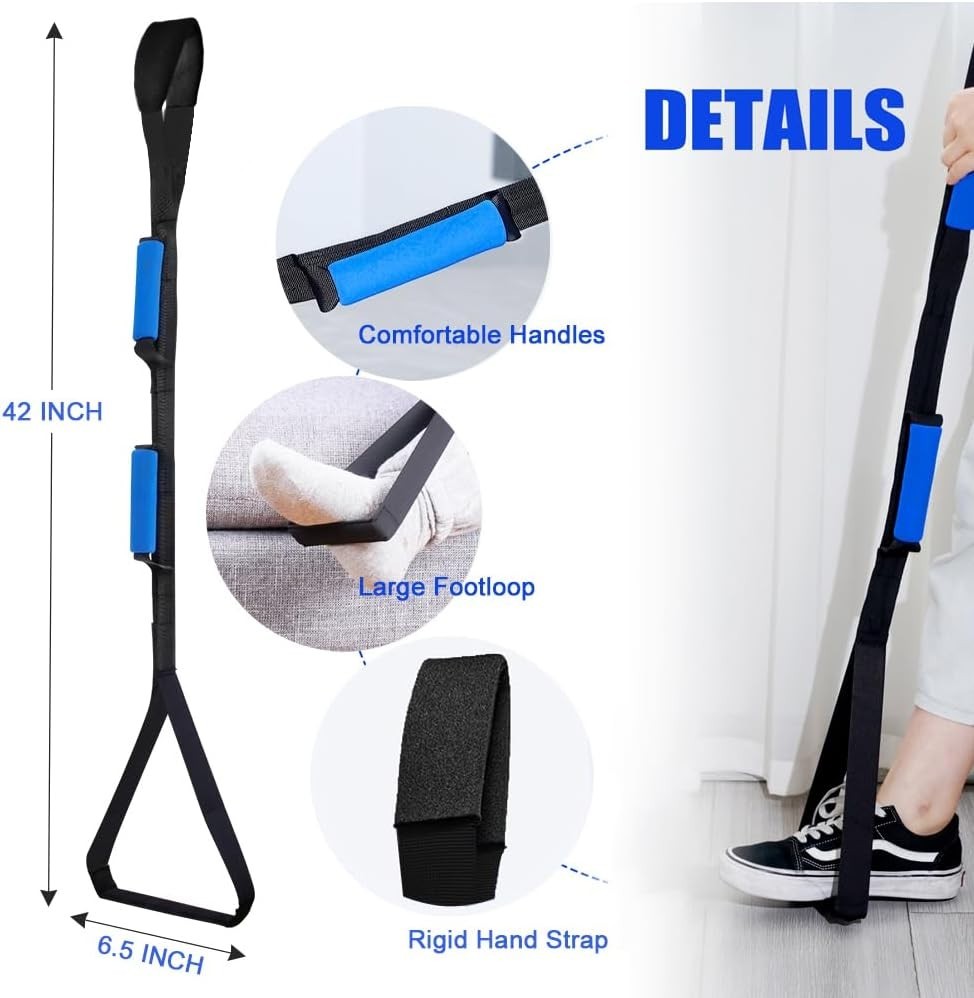 Sturdy Ergonomic Leg Lifter Strap with Large Loop for Easy Use – Black 42 Inch