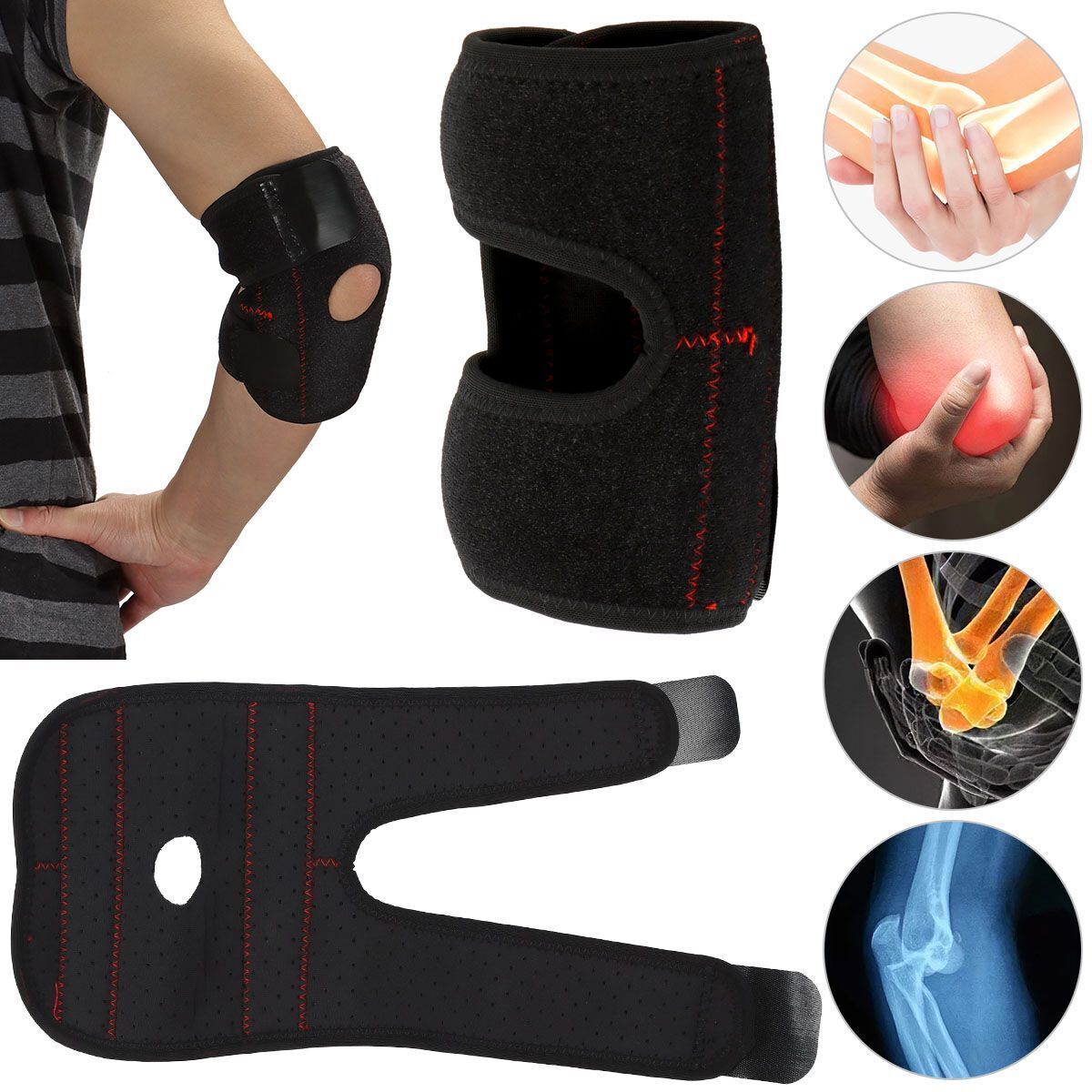 Elbow / Finger Brace Support Compression Sleeve Tennis Golfer Gym Arthritis Pain