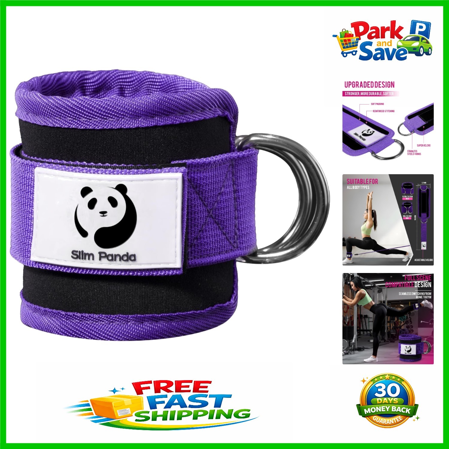 Comfortable Adjustable Ankle Cuffs for Kickbacks & Leg Exercises – Durable Nylon