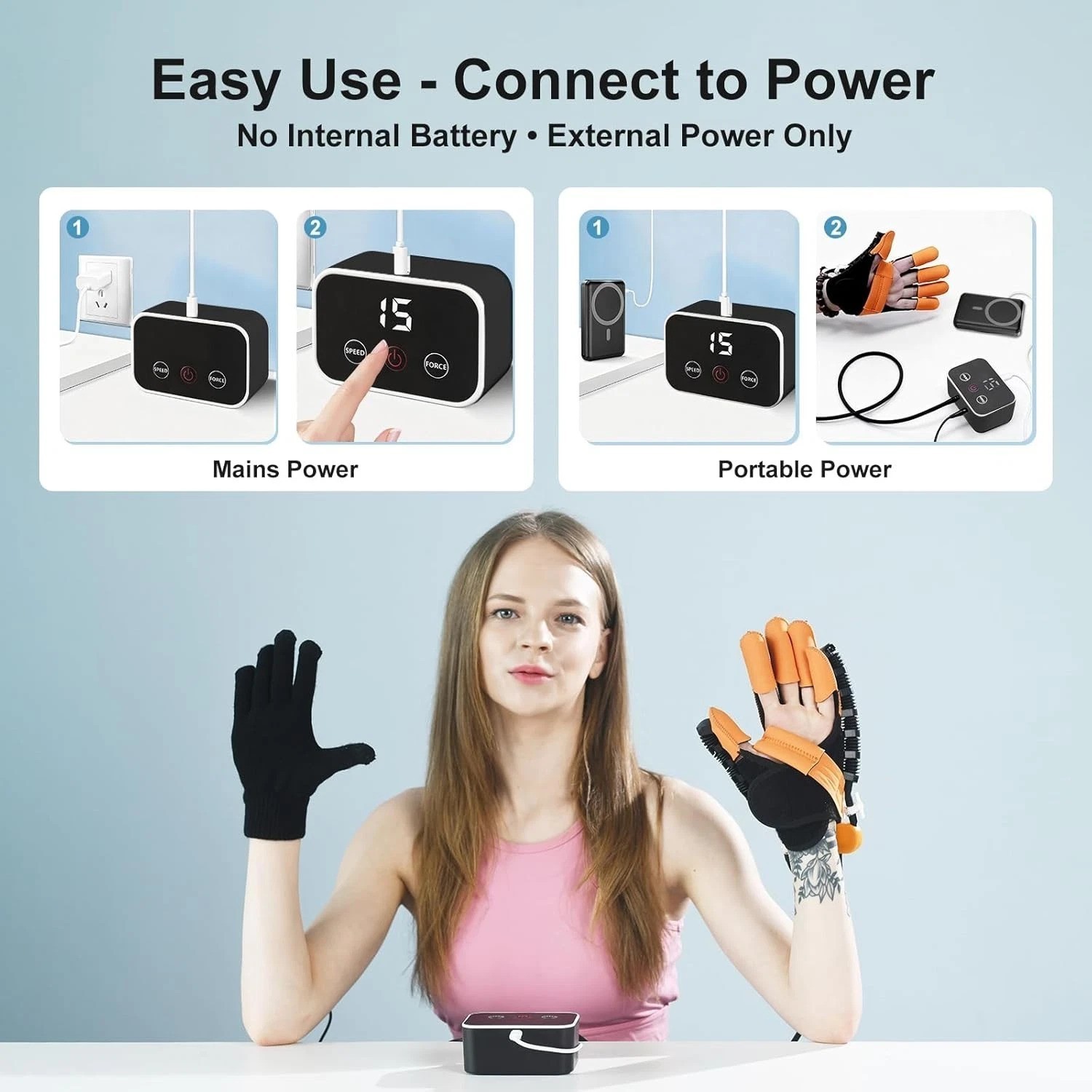 Rehab Finger Gloves L Left Hand Stroke Recovery Durable High Power Air Pump