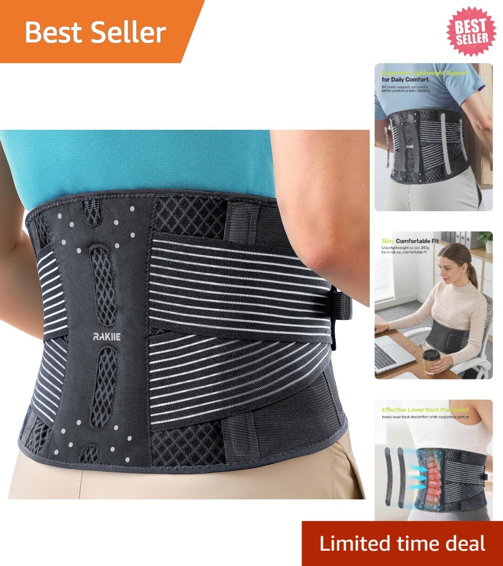 XL Breathable Back Brace with Adjustable Straps for Daily Comfort – Light Gray