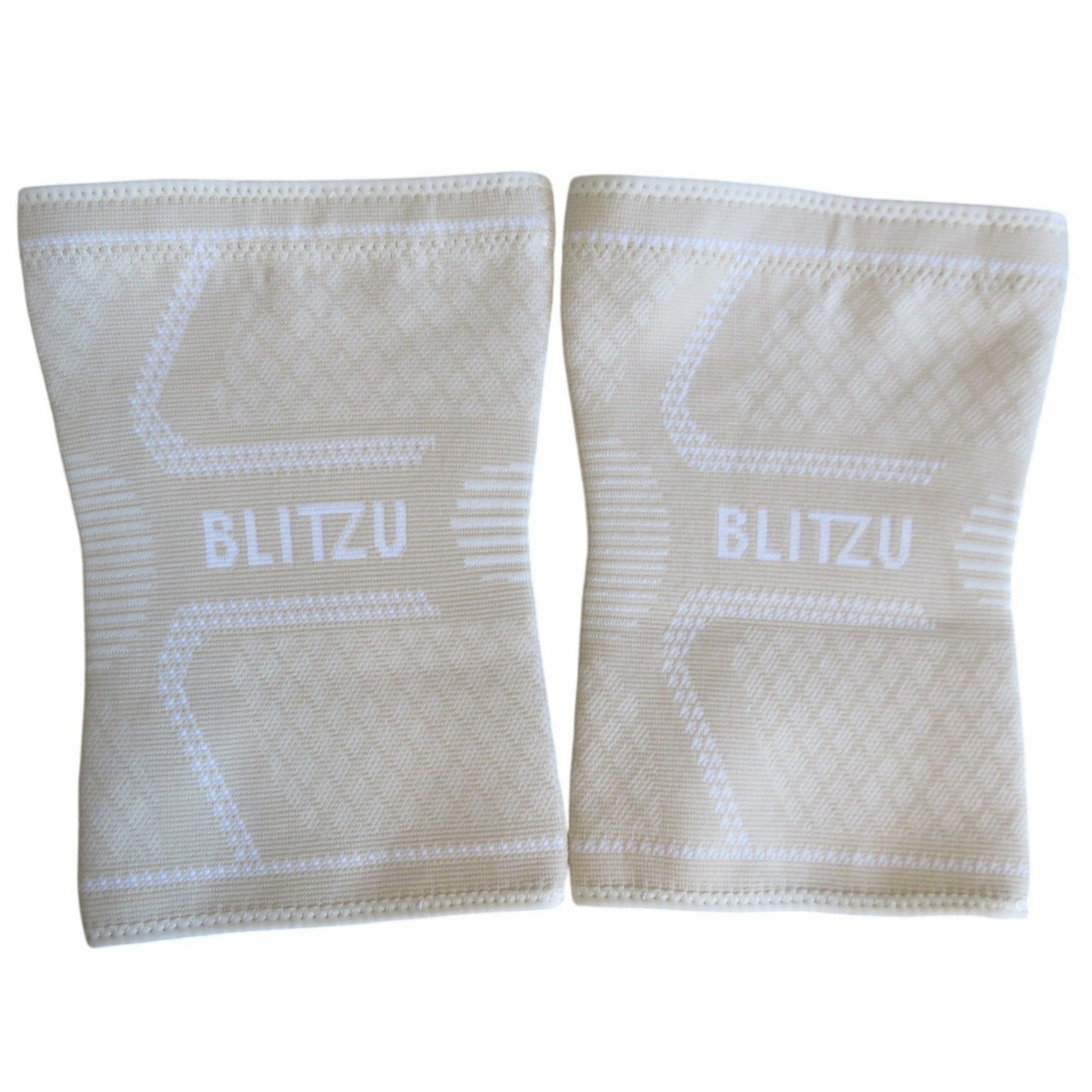 Blitzu Knee Sleeve Pair Beige Compression Support Non-Slip Grip Size Large L