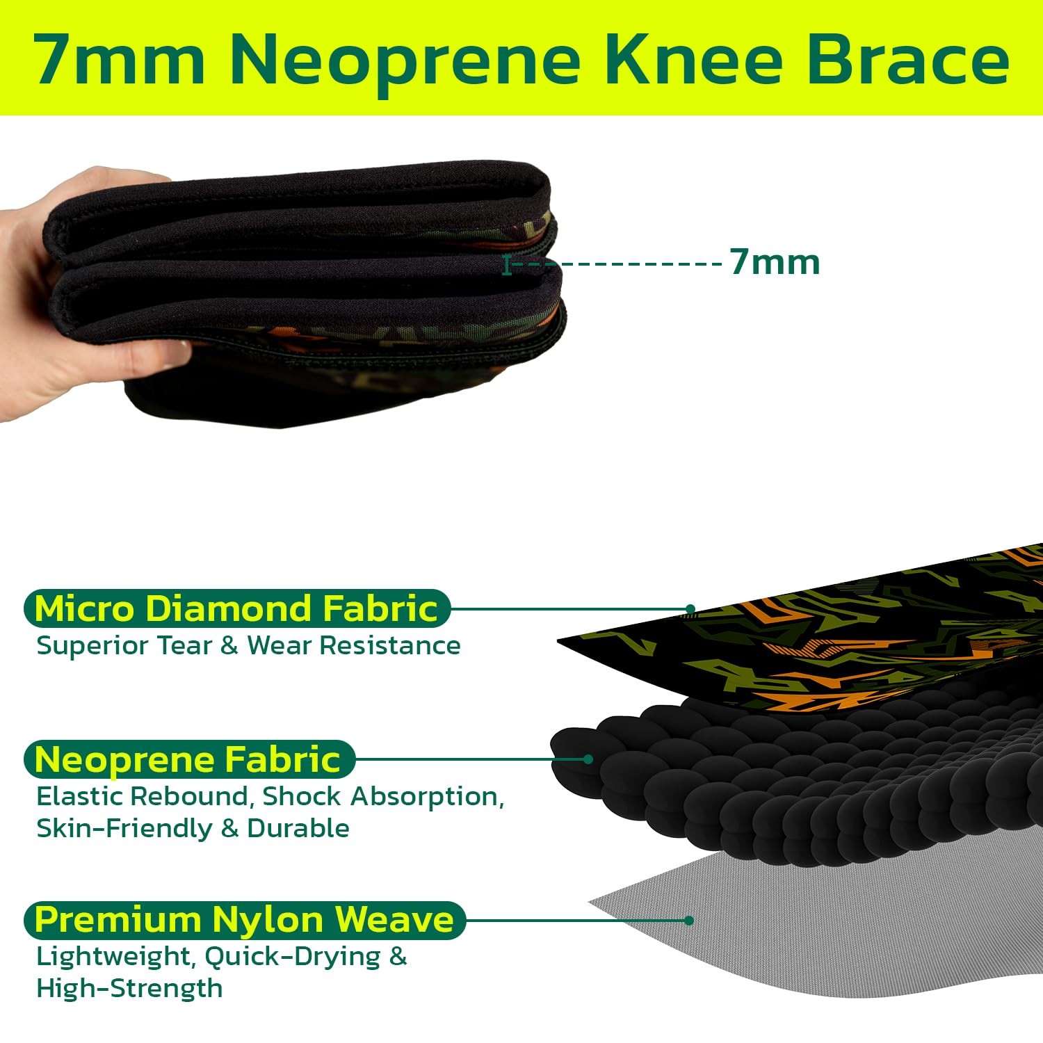 Knee Brace (1 Pair) Adjustable Strap 7mm Neoprene Knee Compression Sleeve Kne…