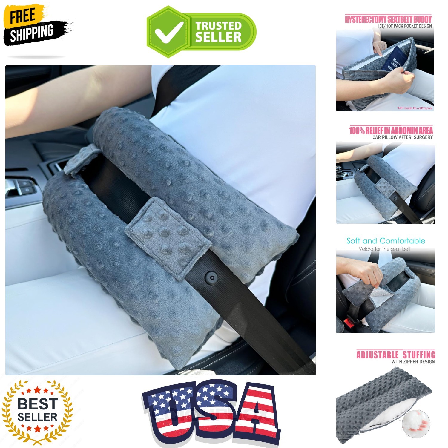 Hysterectomy Seatbelt Pillow for Post Surgery, Hysterectomy Recovery Must Hav…