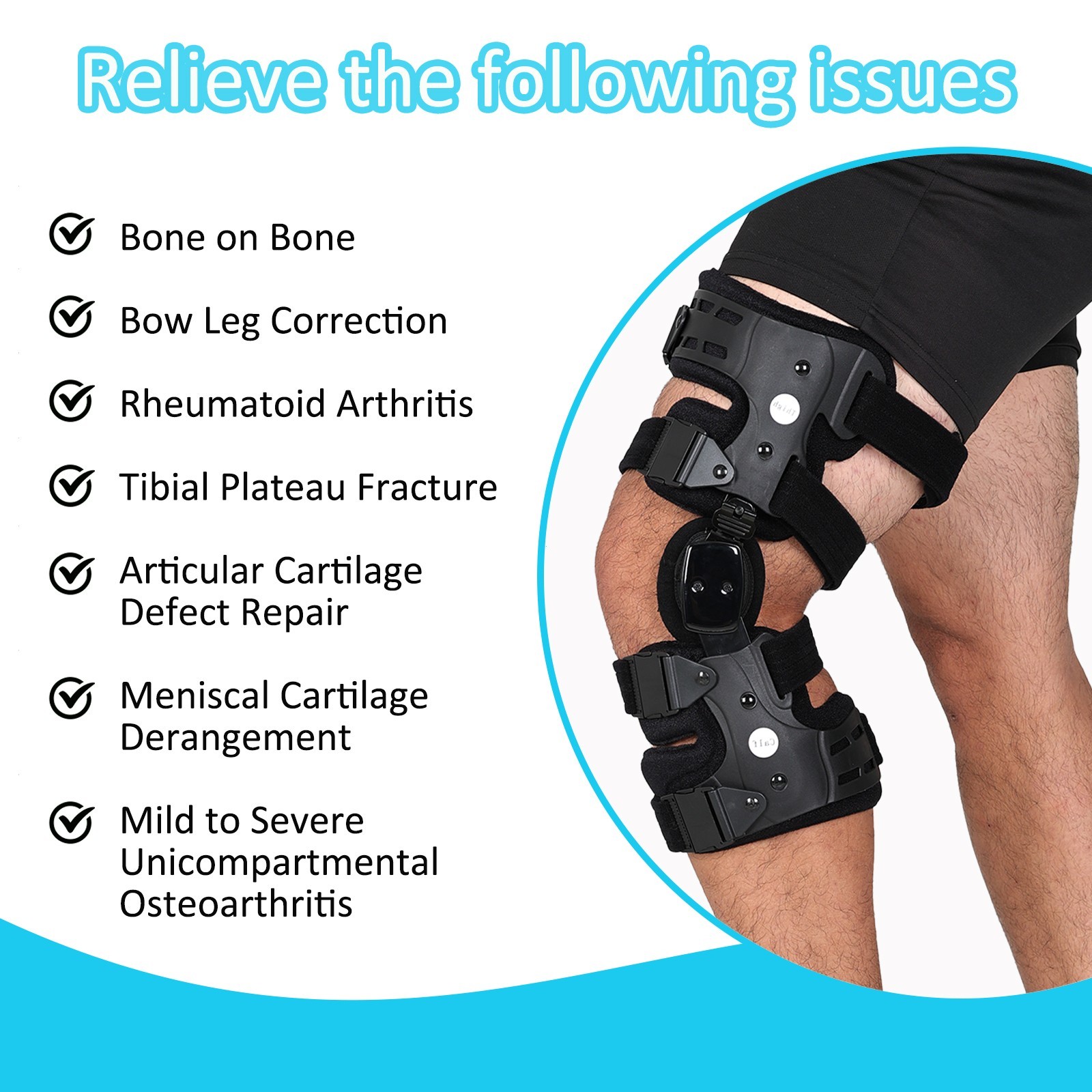 Bone-on-Bone Knee Pain Relief Brace,Support for Arthritis Pain & Joint Stability