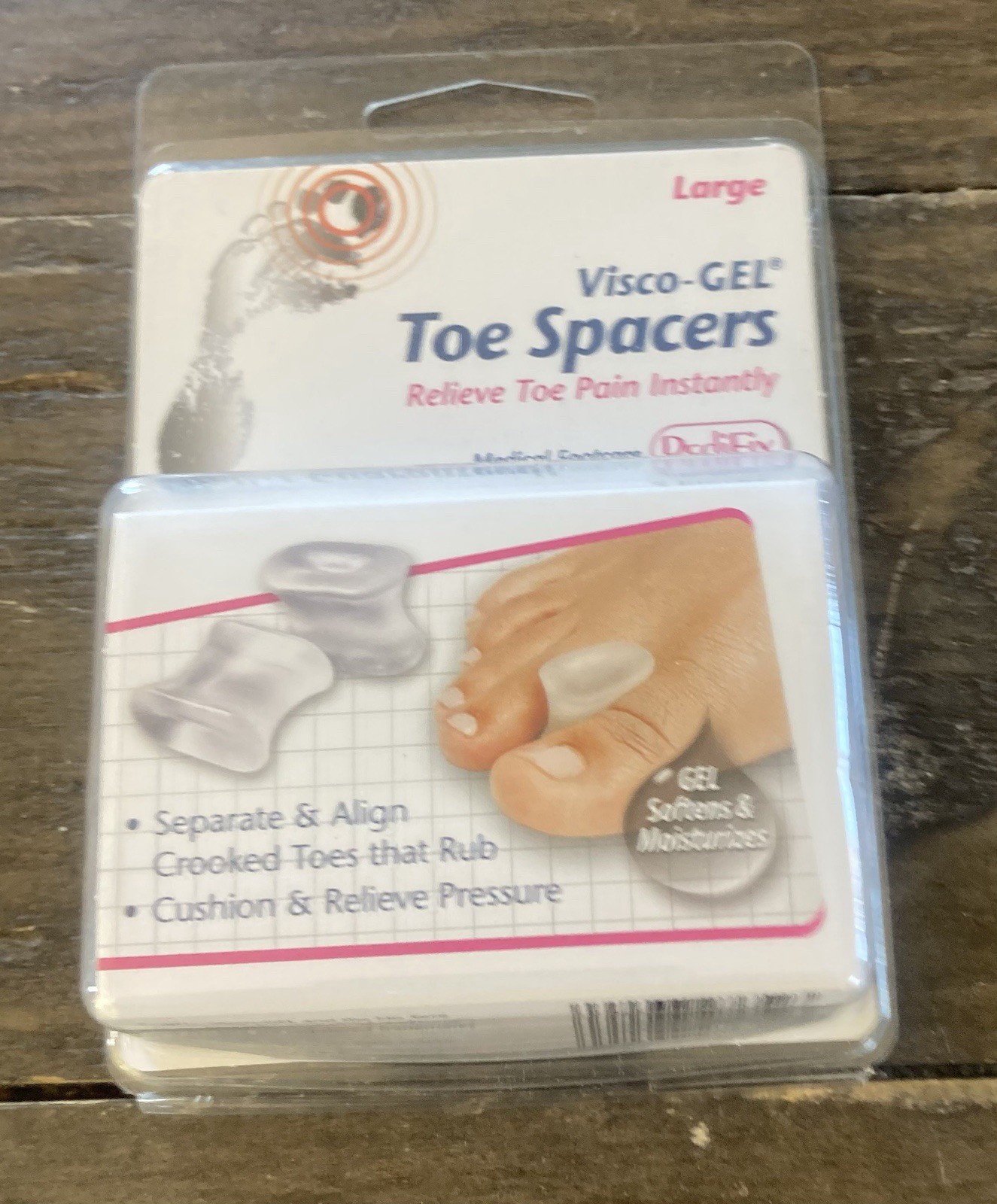 Visco Gel Toe Spacers by PediFix Size Large Best For Men Brand New in the Box!