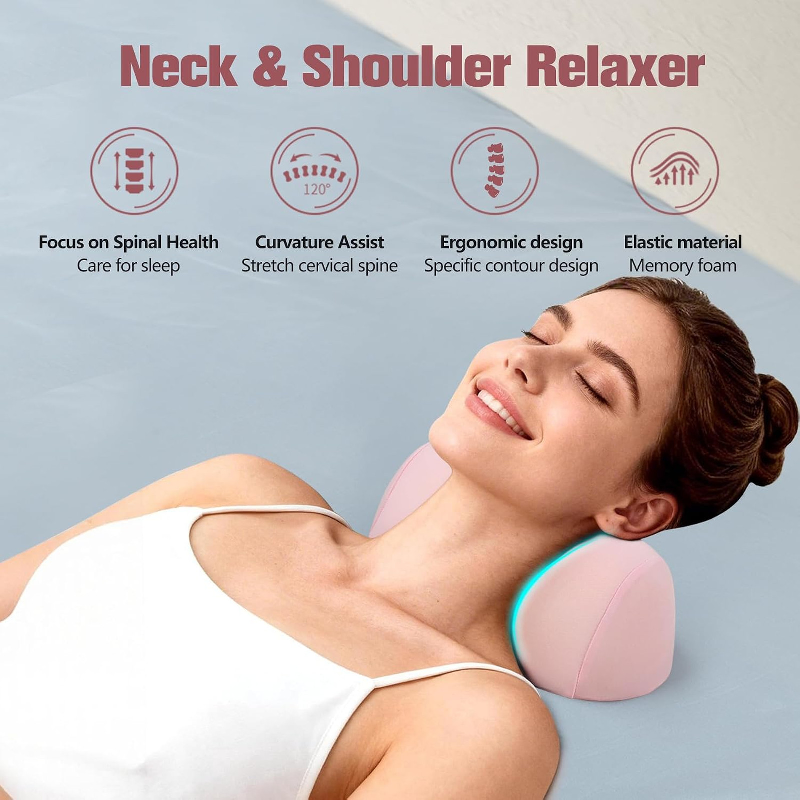Small Neck Stretcher Pillow for Pain Relief, Cervical Traction Device, Memory