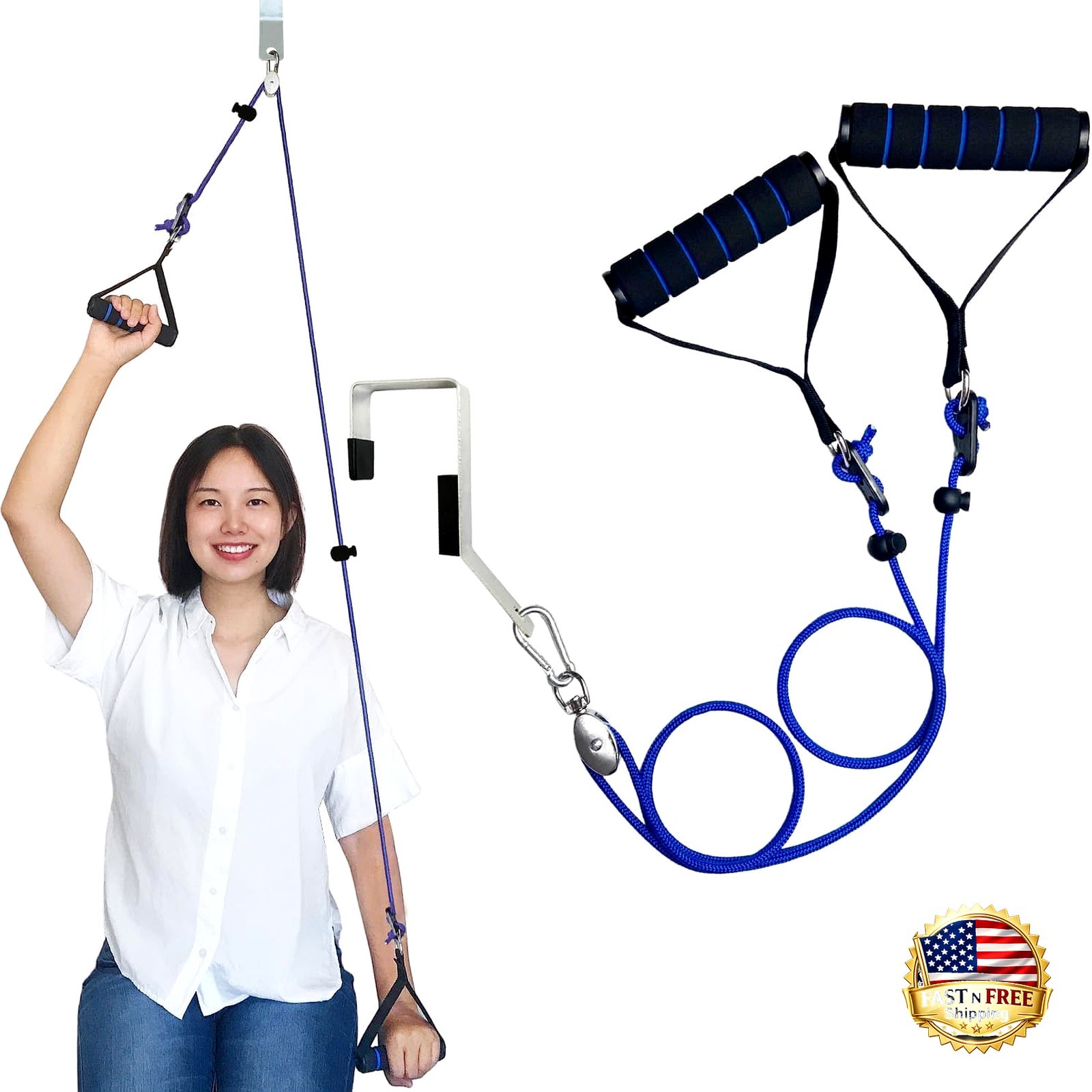 Shoulder Pulley Over Door Physical Therapy Arm Rehab Exerciser Blue