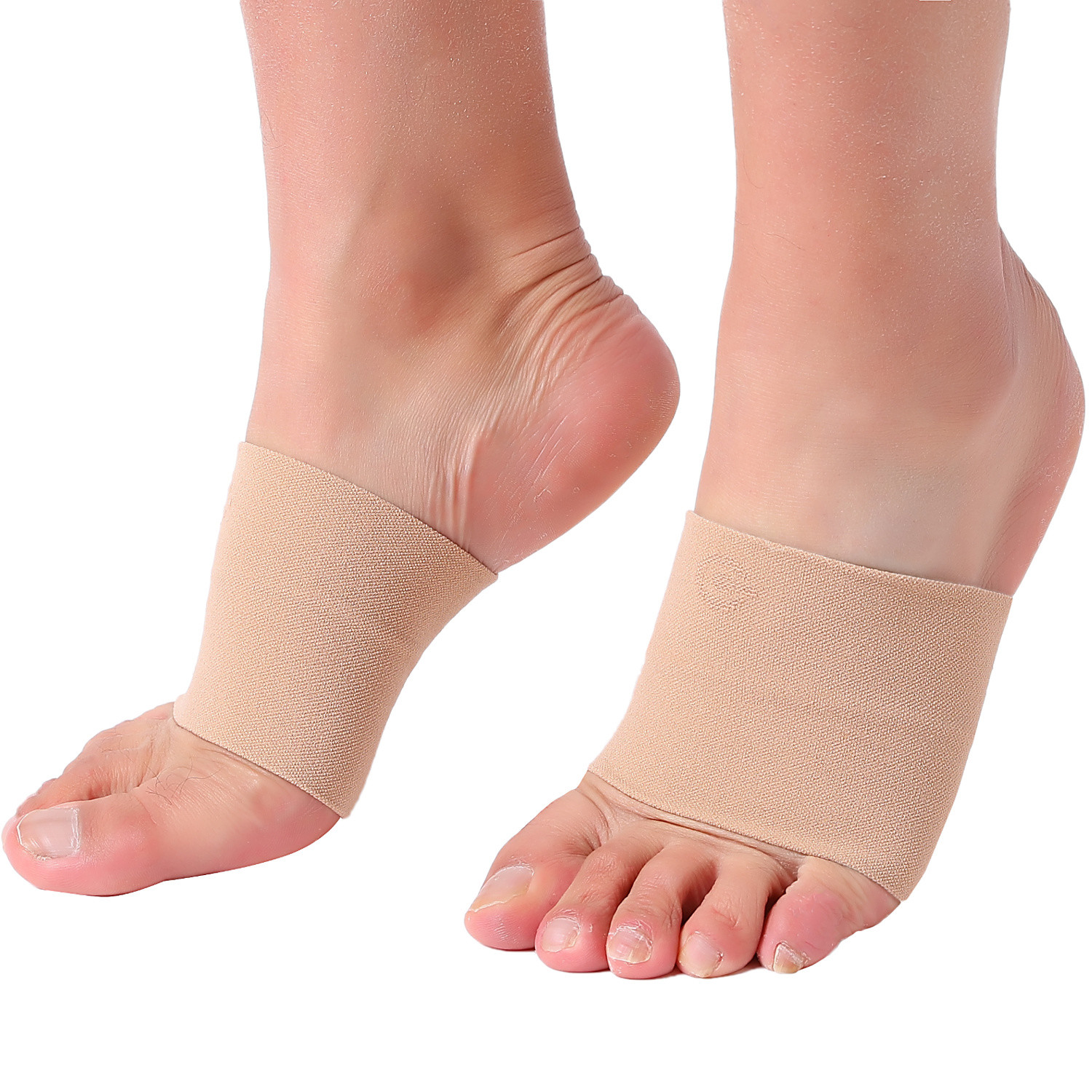 Doc Miller Arch Support Compression Sleeves 1 Pair Plantar Fasciitis SKIN/NUDE