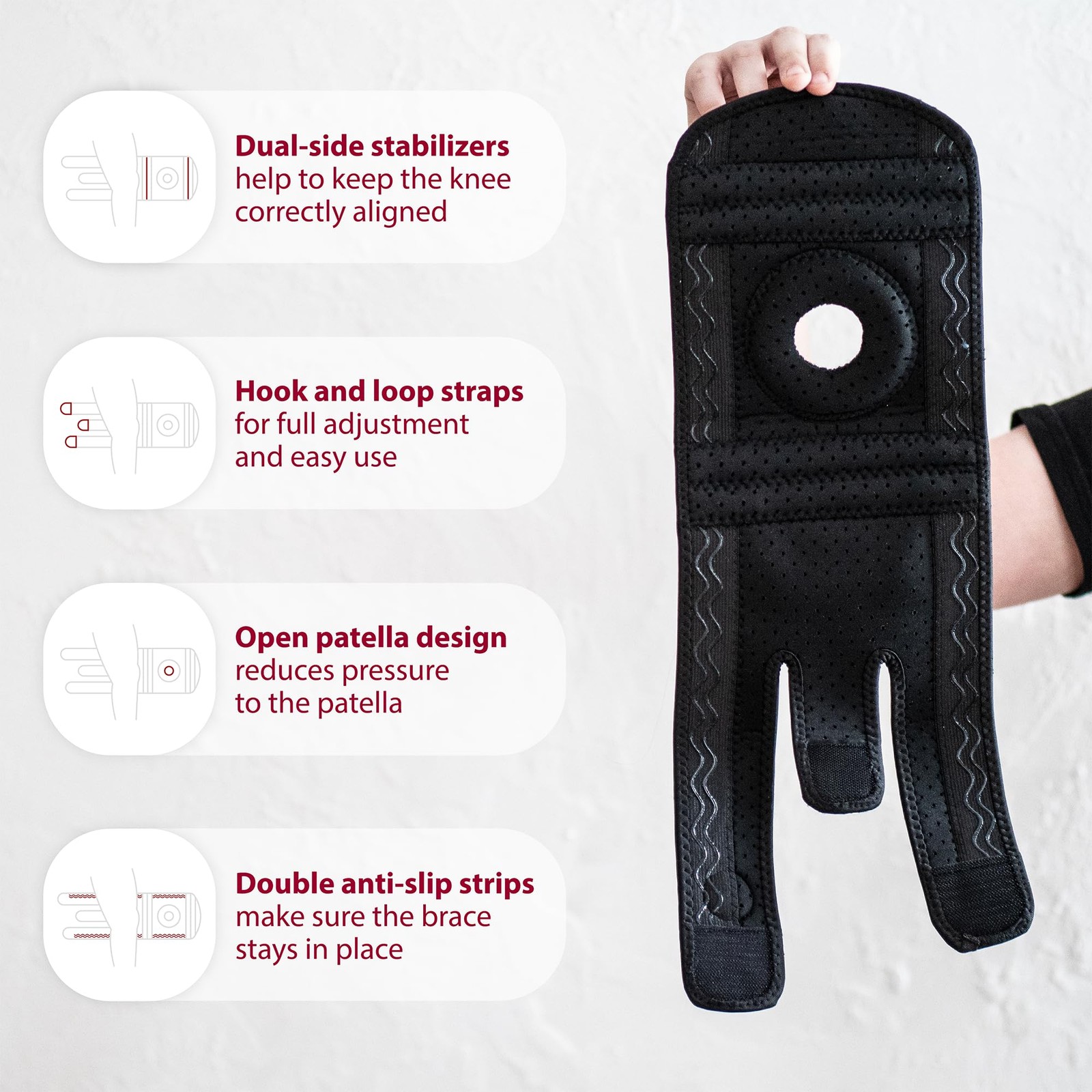Kids Knee Brace Youth Sports Pain Patella Adjustable Compression Support Black