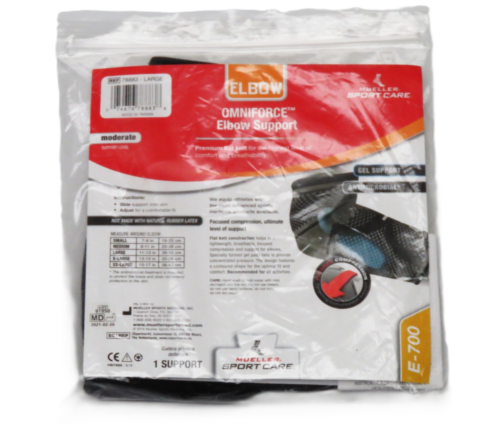 Elbow Support Mueller Sport-Care Medicine Omniforce Moderate E-700 Size: Large