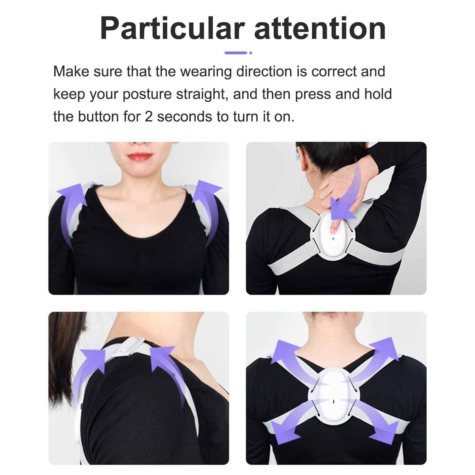 Smart Posture Corrector, Upper Back Brace with Vibration Intelligent Posture …