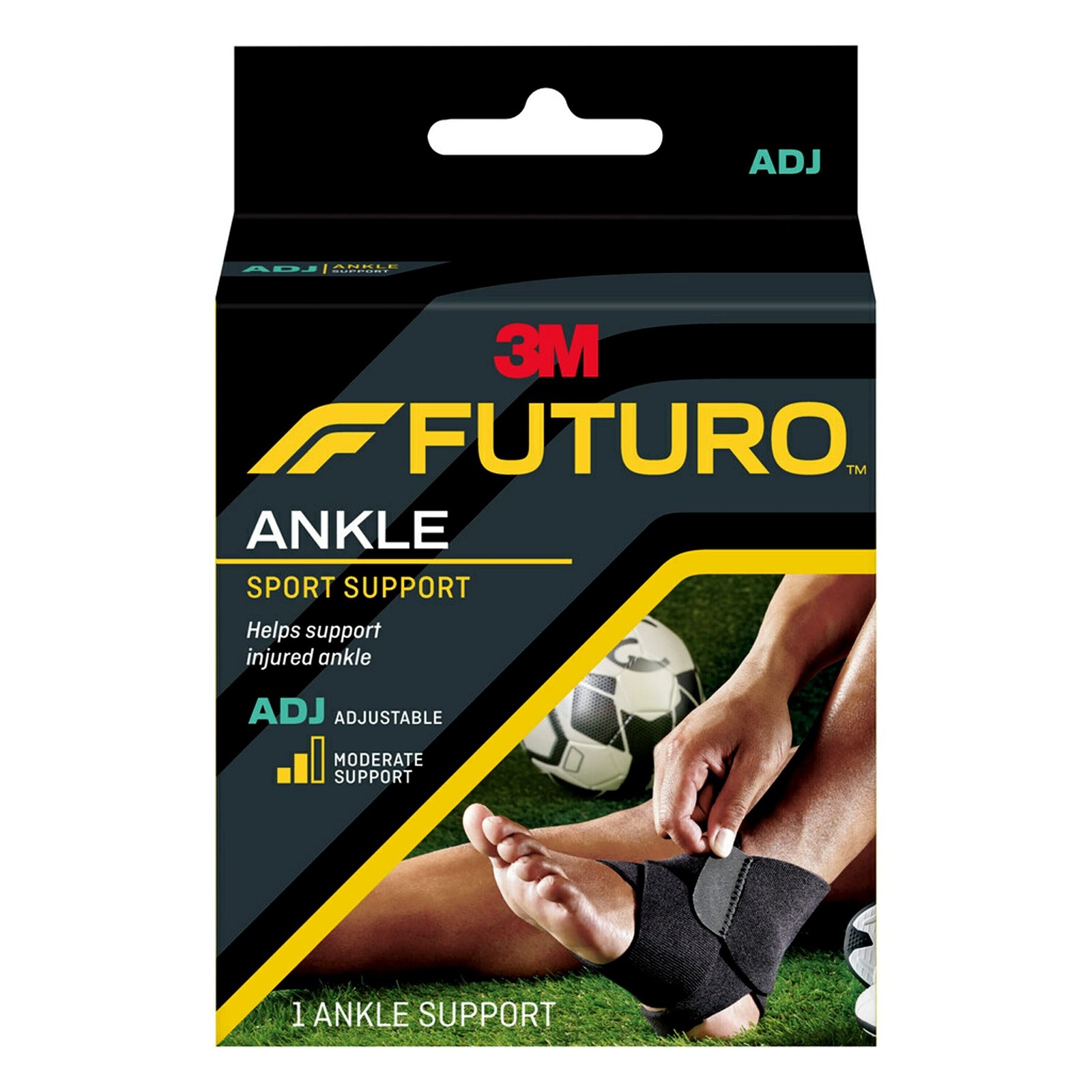 FUTURO Sport Ankle Support, Adjustable 1 Count (Pack of 1), Black