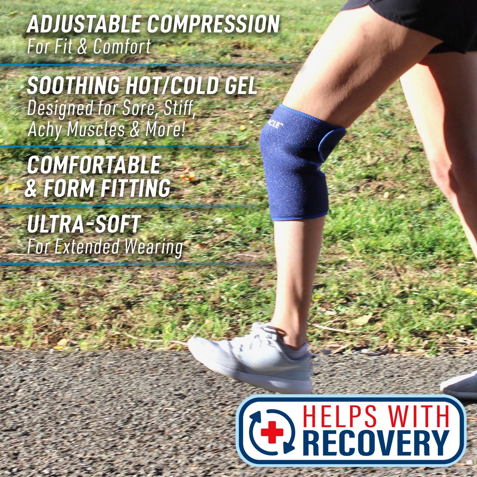 Knee Relief Gel-Infused Compression Wrap, 360-Degree Knee Support for Men &Women