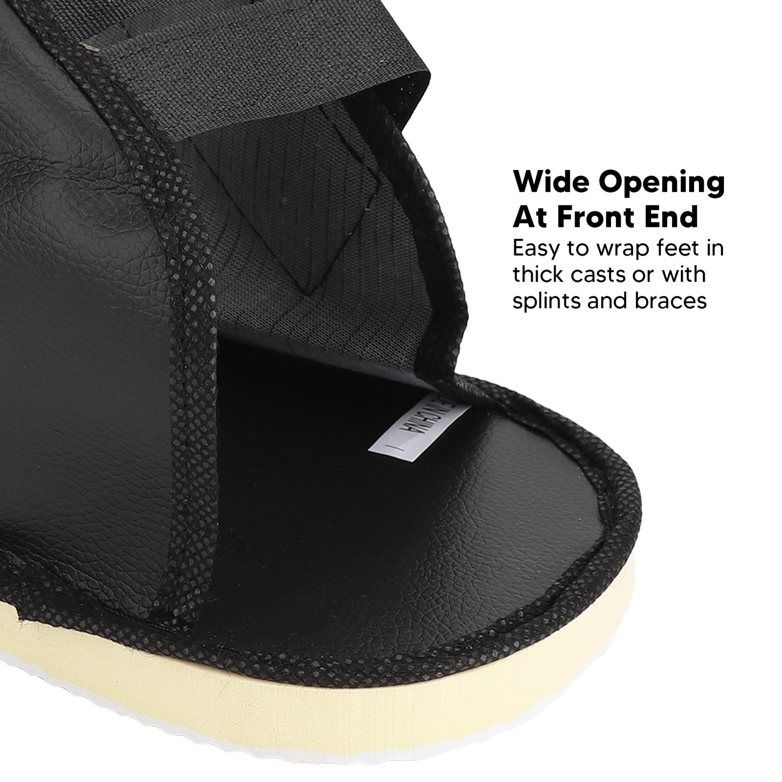 Adjustable Cast Shoe For Post Operative Recovery In Faux Leather