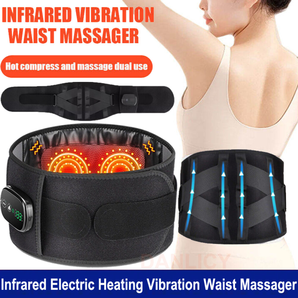 Infrared Light Heating Vibration Lumbar Back Massager Support Brace Waist Belt