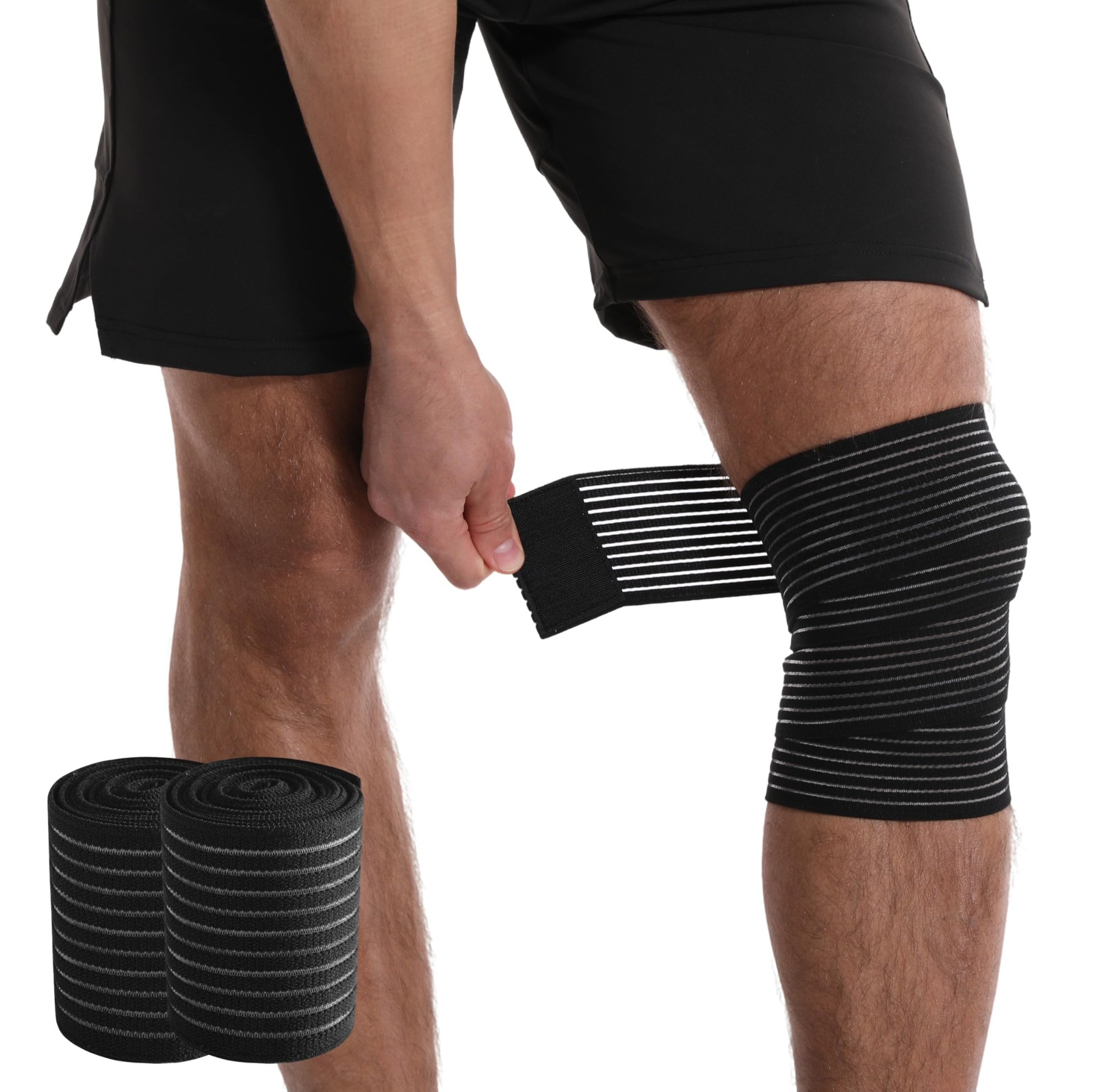 SUJAYU 2 Pack Knee Wraps for Pain Relief, Elastic Wrap Black