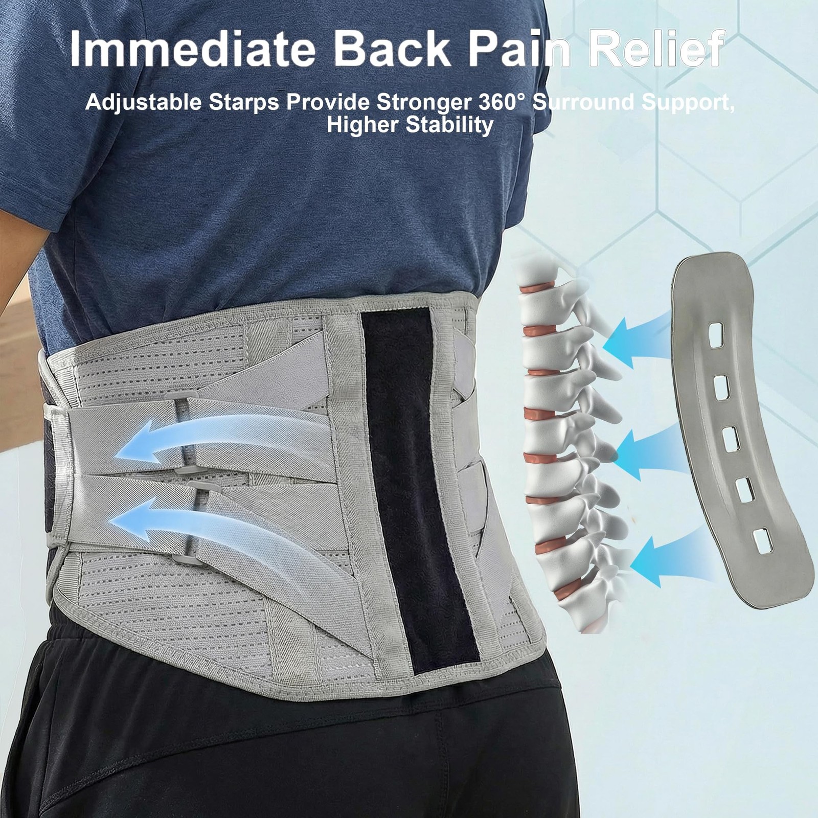 Back Brace for Lower Back Pain Relief – 4X Stronger Lumbar Support Belt with …