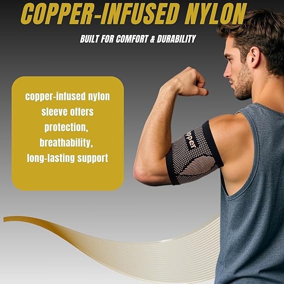 1 Pair Upper Arm Bicep Compression Sleeve Tendonitis Brace for Pain Relief, L