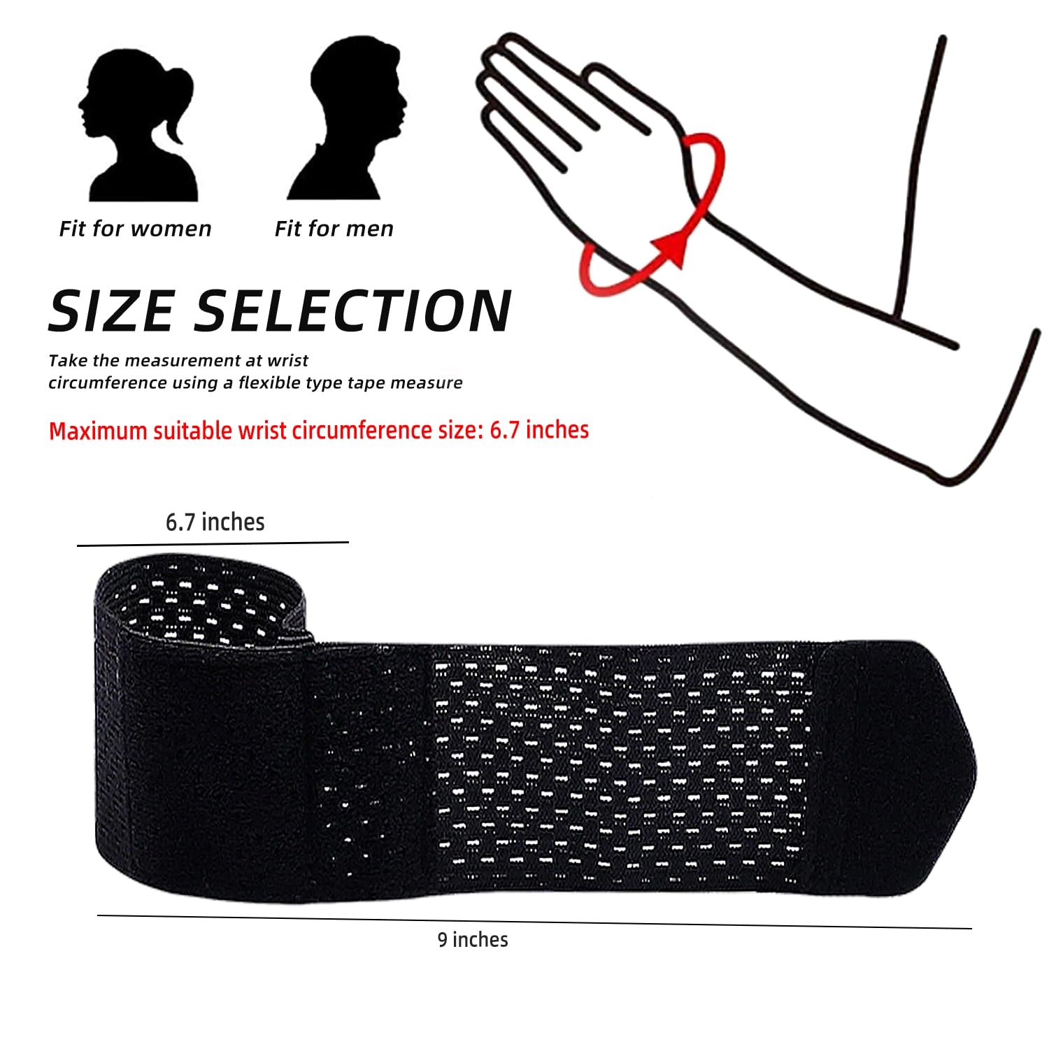 2 Pcs Carpal Tunnel Wrist Brace, Ultra Thin Compression 6.7″, Black Regular
