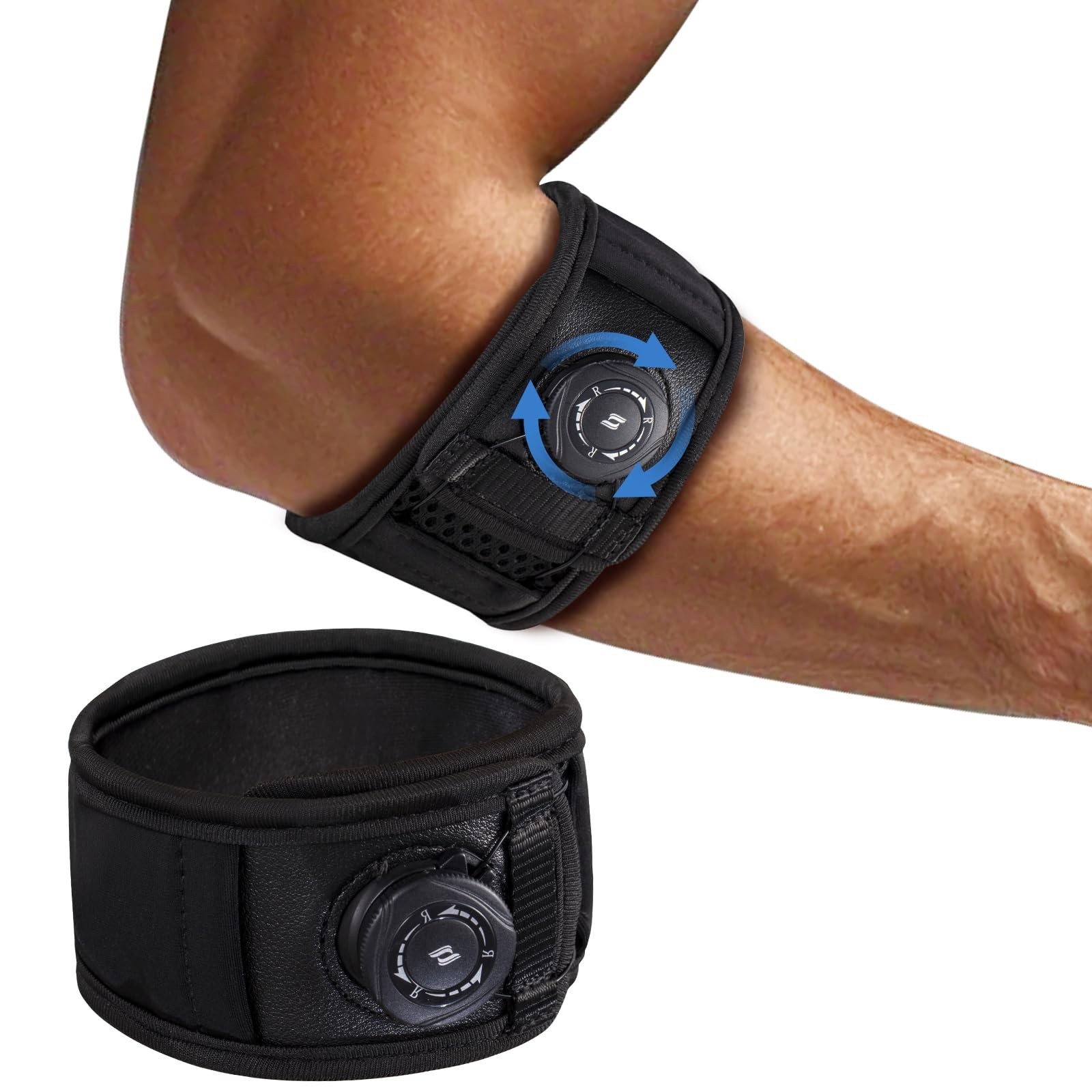 Adjustable Tennis Elbow Brace for Tendonitis & Golfer’s Elbow – One Size Black