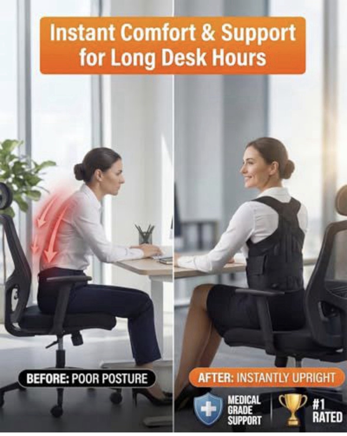 Adjustable Posture Corrector-Women & Men, Shoulder Brac Back Straightener LARGE