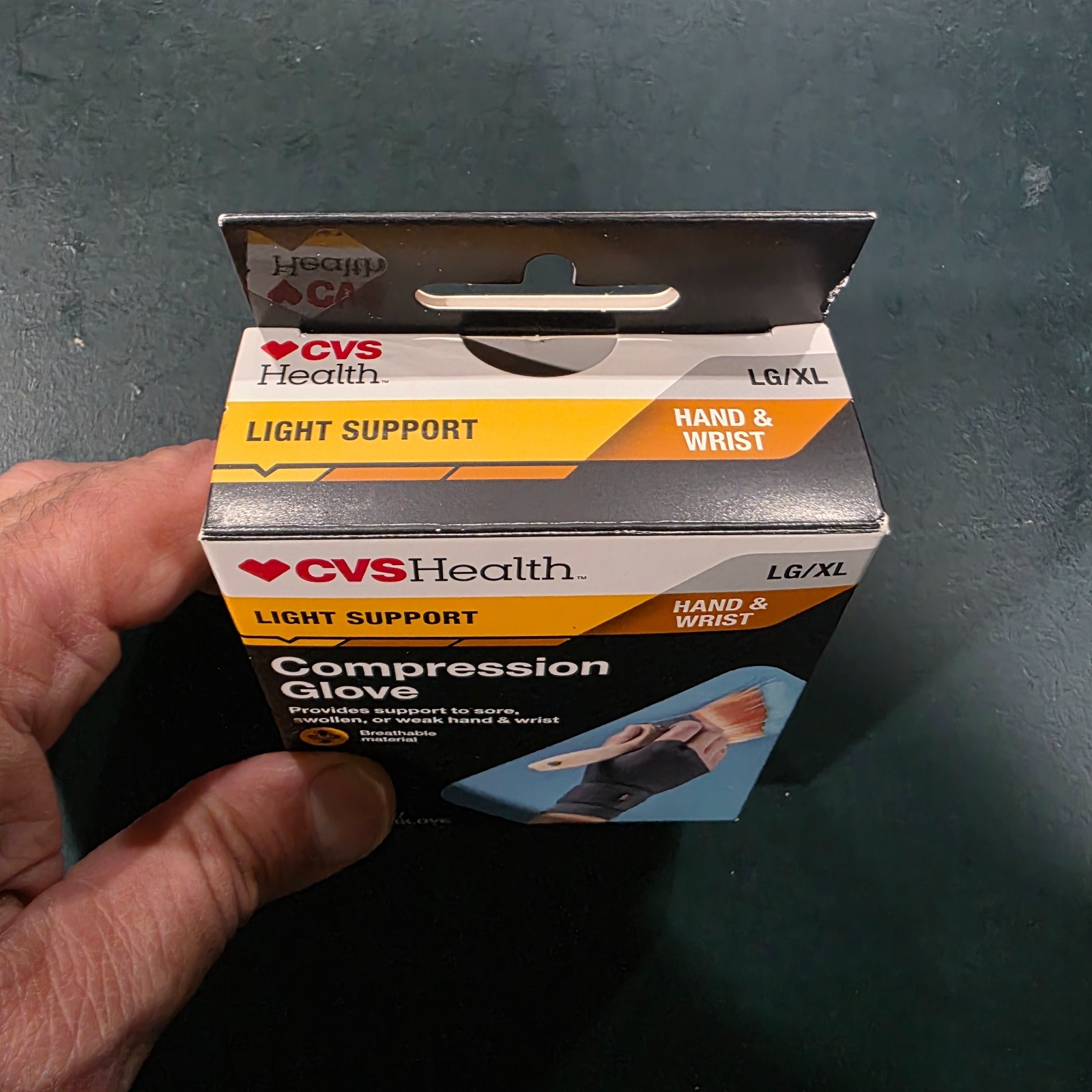 New! CVS Health Compression Glove Hand & Wrist Size L/XL Light Support (Grey)