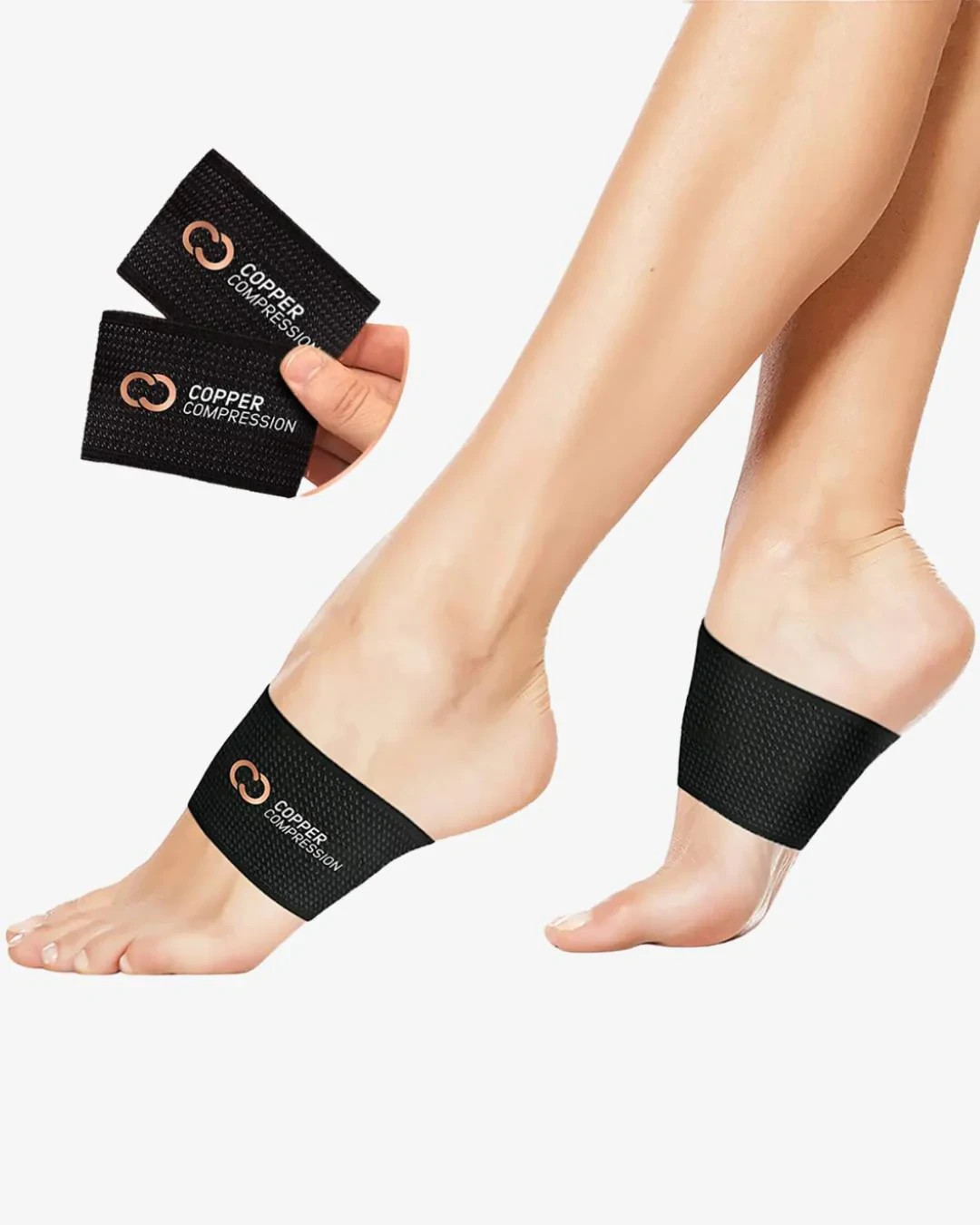 Copper Compression Arch Support – 2 Pain Relief Foot Care Brace BLACK