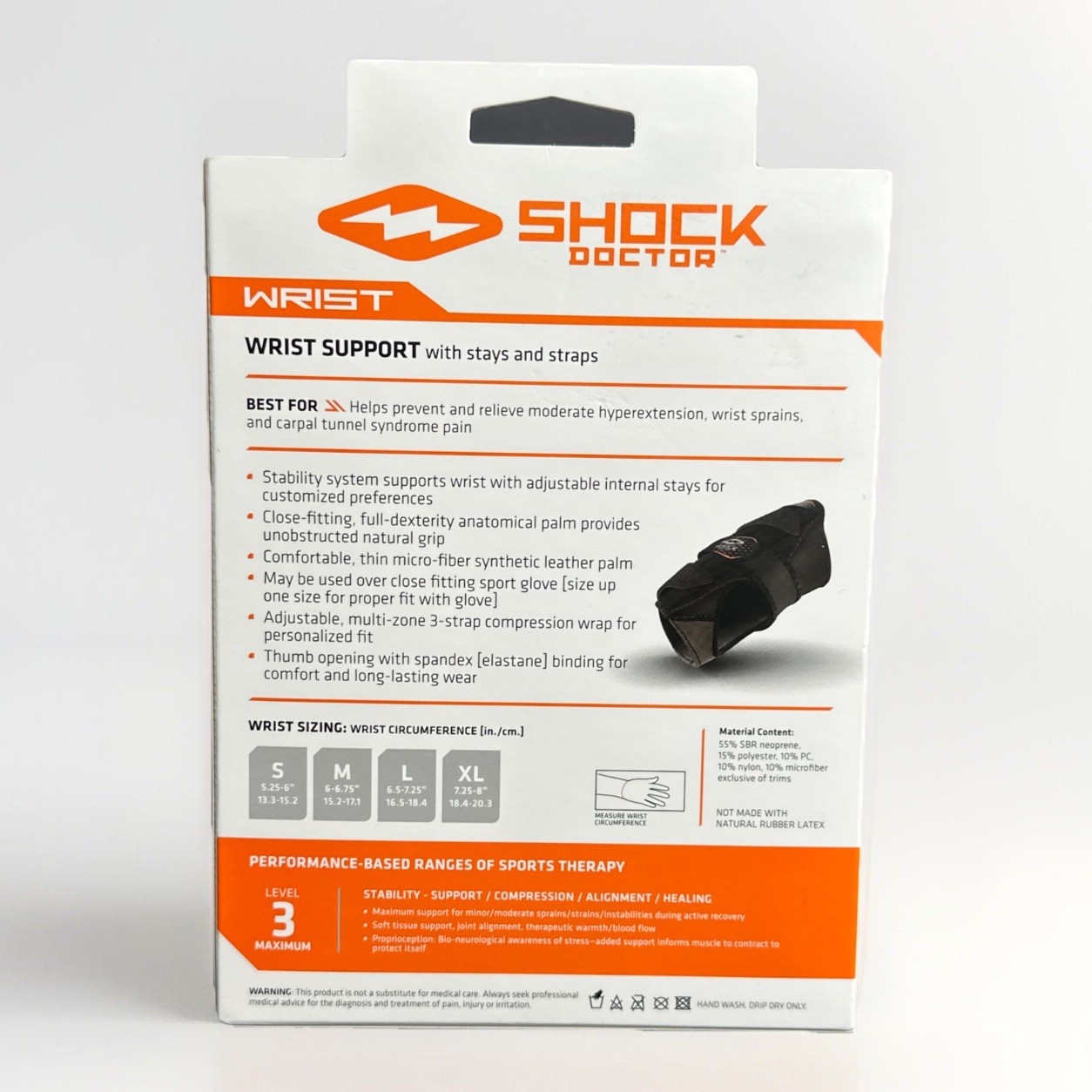 Shock Doctor Level 3 Wrist Support With Stays & Straps – Medium – Left **NEW**