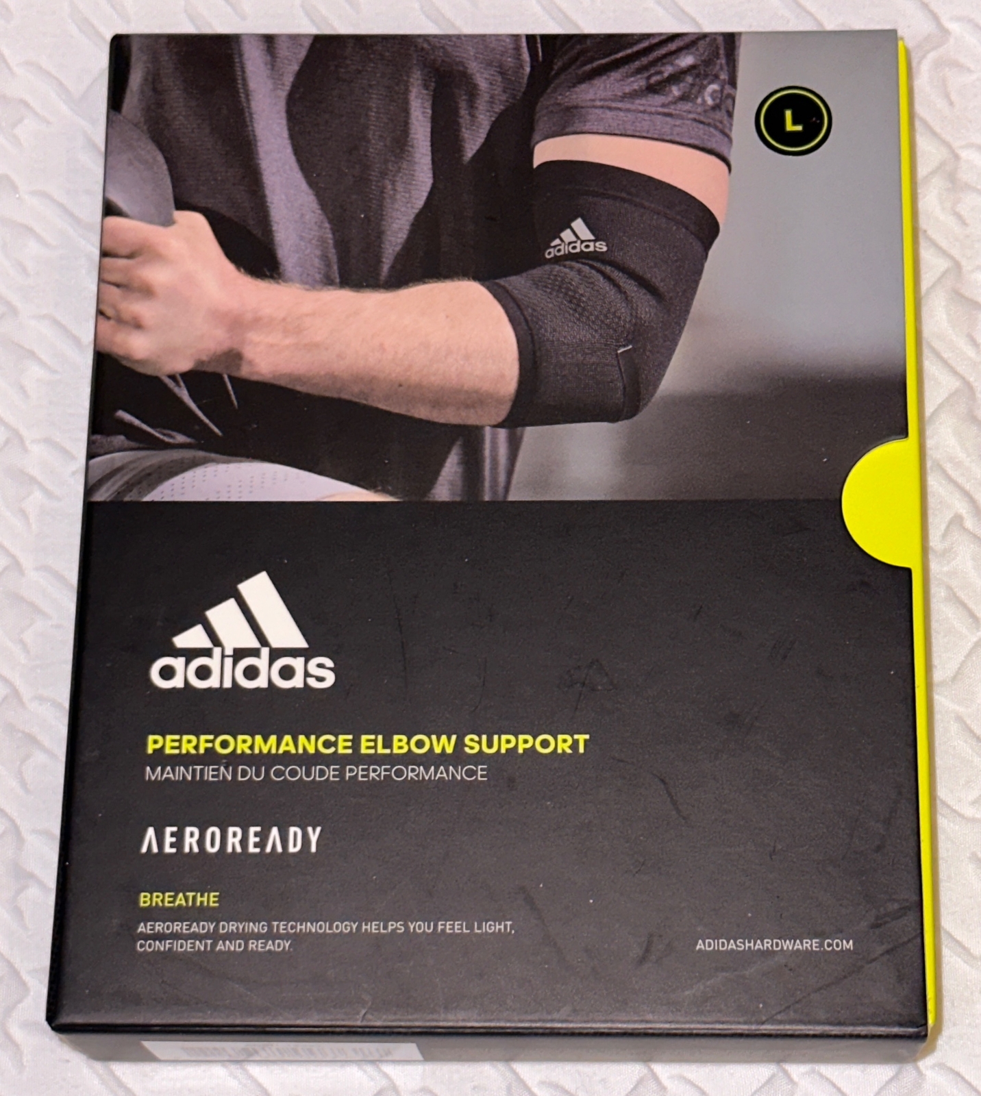 ADIDAS Performance Knit Black Elbow Support NEW Mens Unisex Sz L fits 11-12.2″
