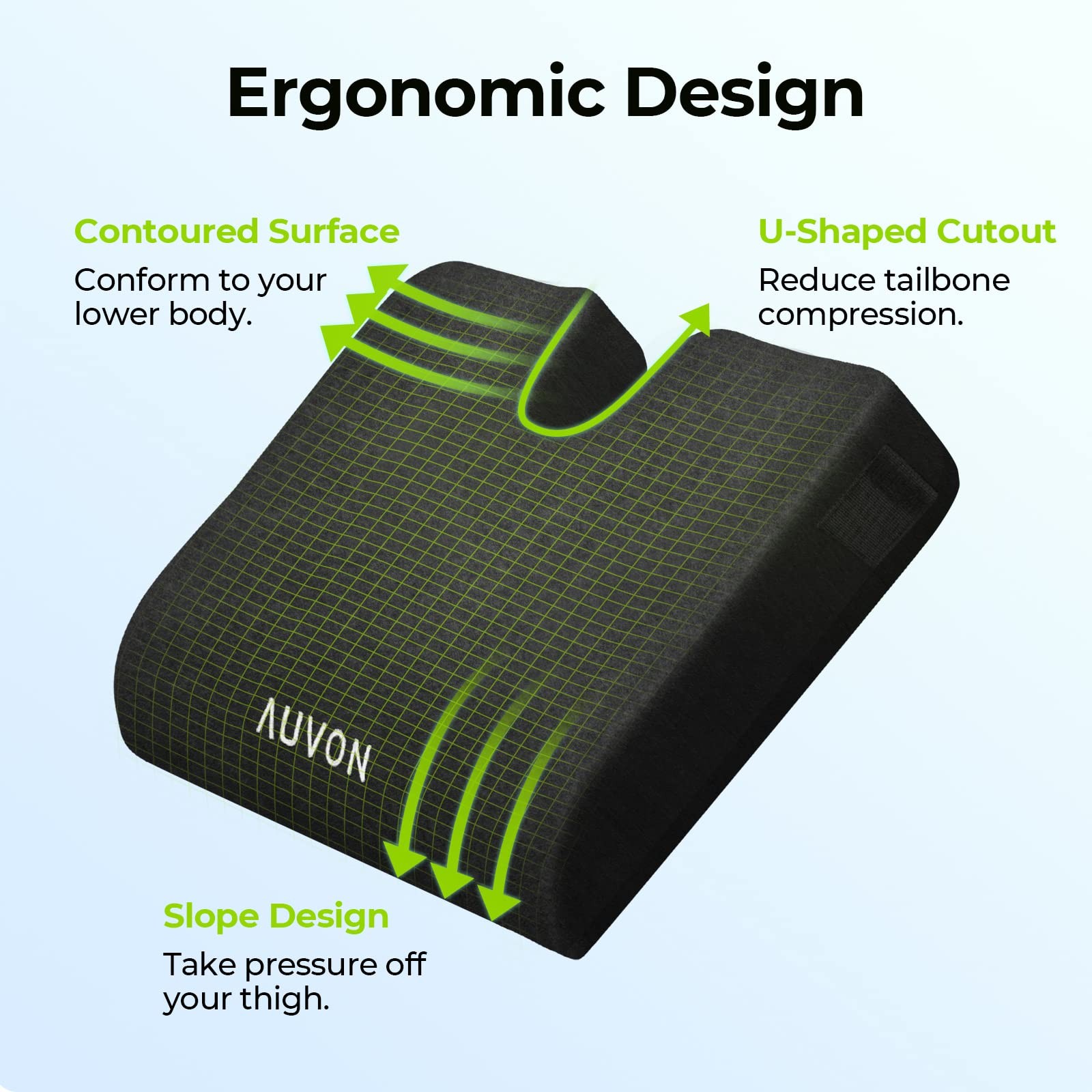 AUVON Wheelchair Seat Cushions (20″x16″x4″) for L (20x16x4in), Black