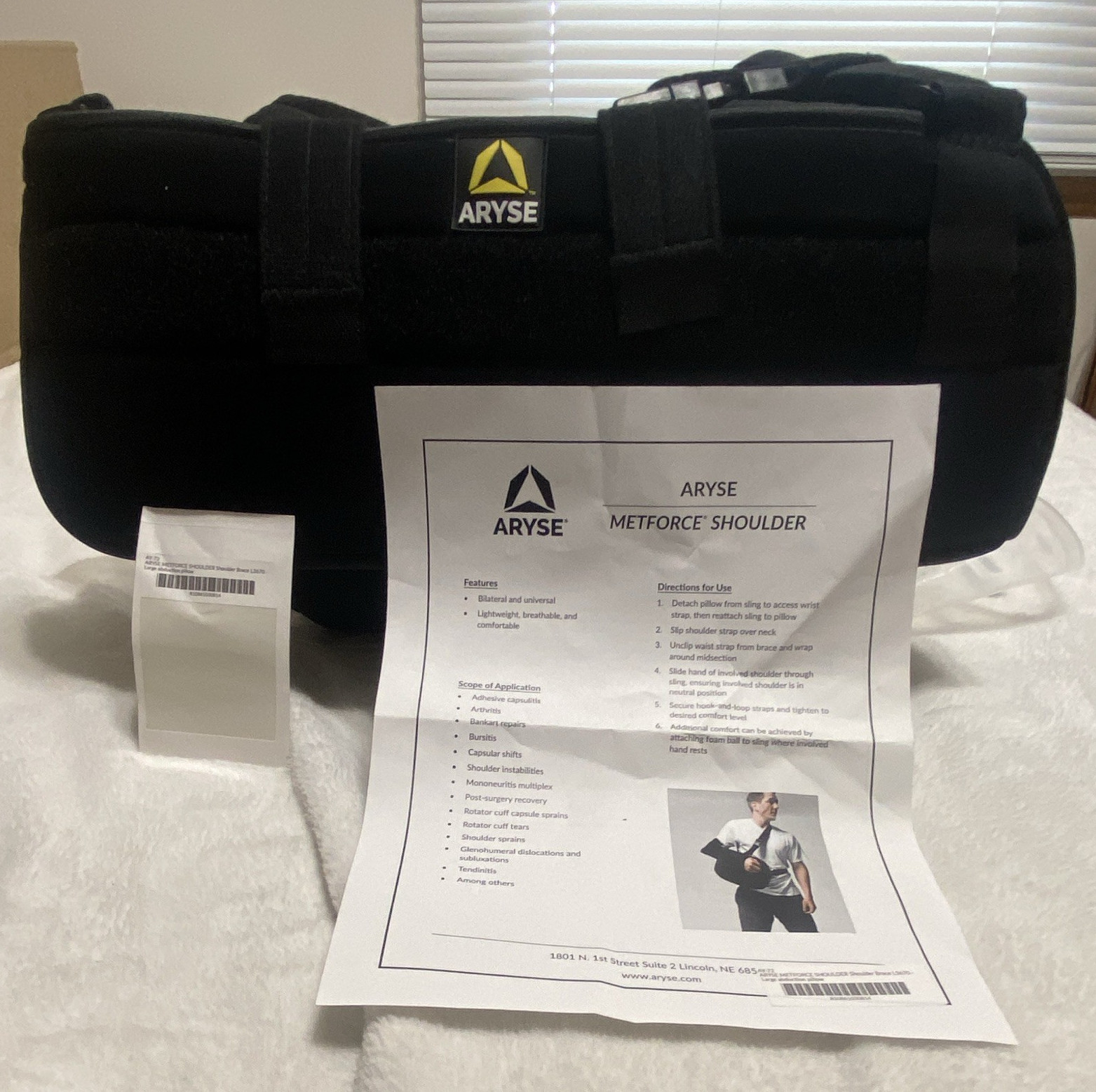 ARYSE Metforce AY-72 Shoulder Brace L3670 Large Abduction Pillow (New)