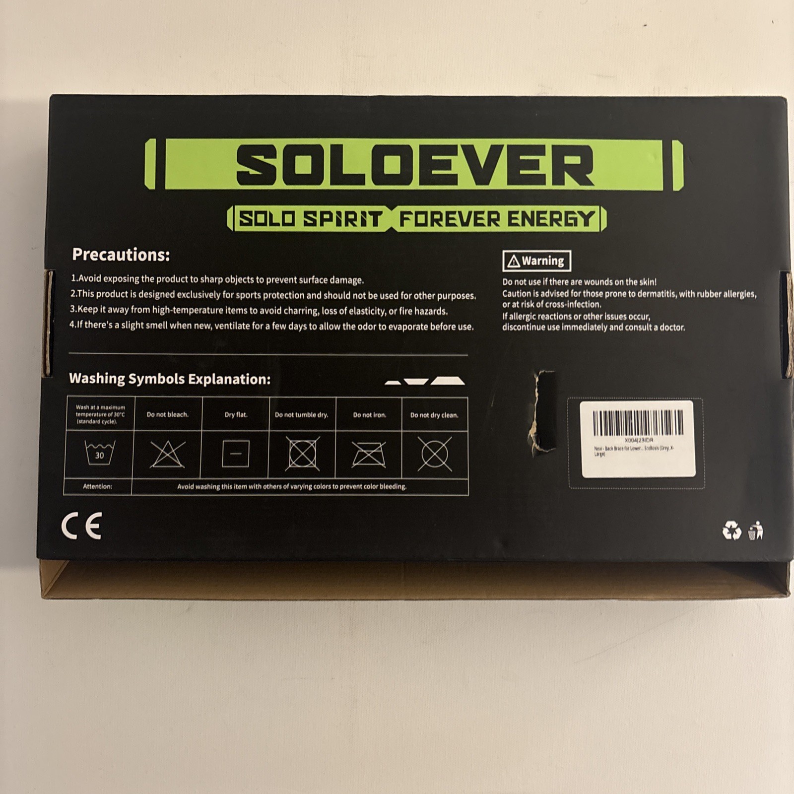 NEW Soloever Size XL Unisex Back Brace For Lower Back, Scoliosis – Gray