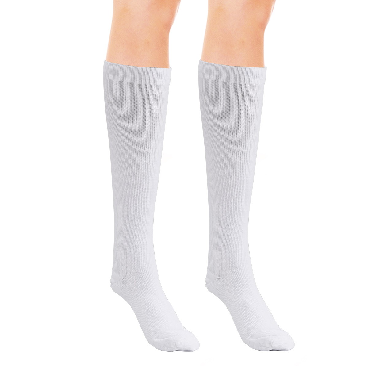 S-XXL White Knee High Compression Socks Women Men Stockings for Sports Recovery