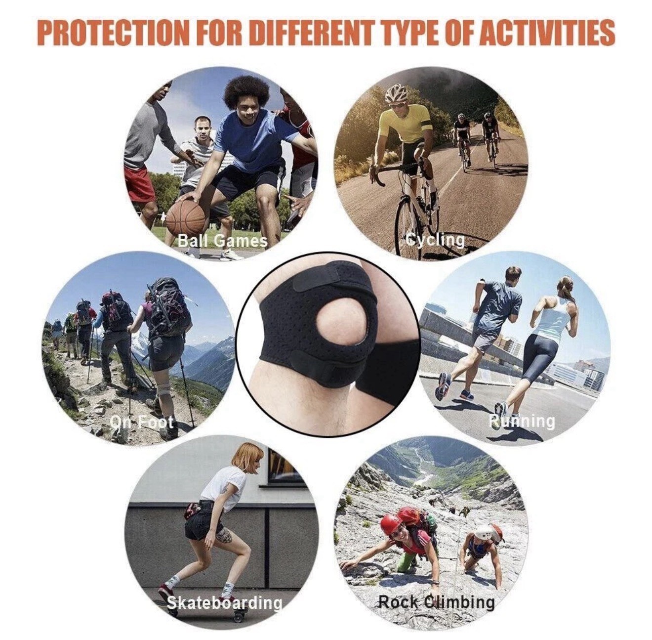 Adjustable Knee Brace Silicone Support, S/M L, Breathable, Black Gray