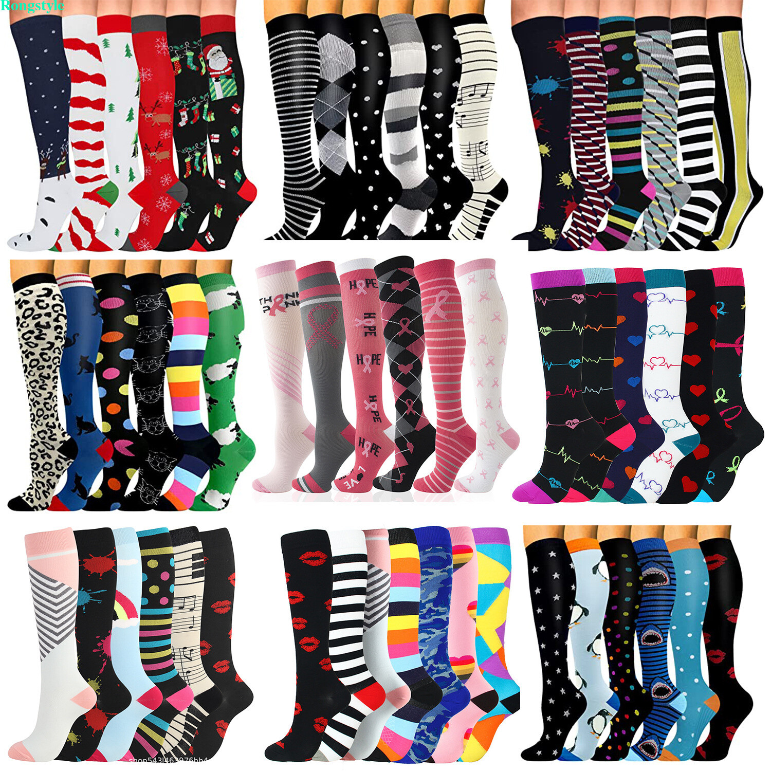 Lots Compression Socks Stockings Womens Mens Knee High Medical 20-30 mmHG S-XL
