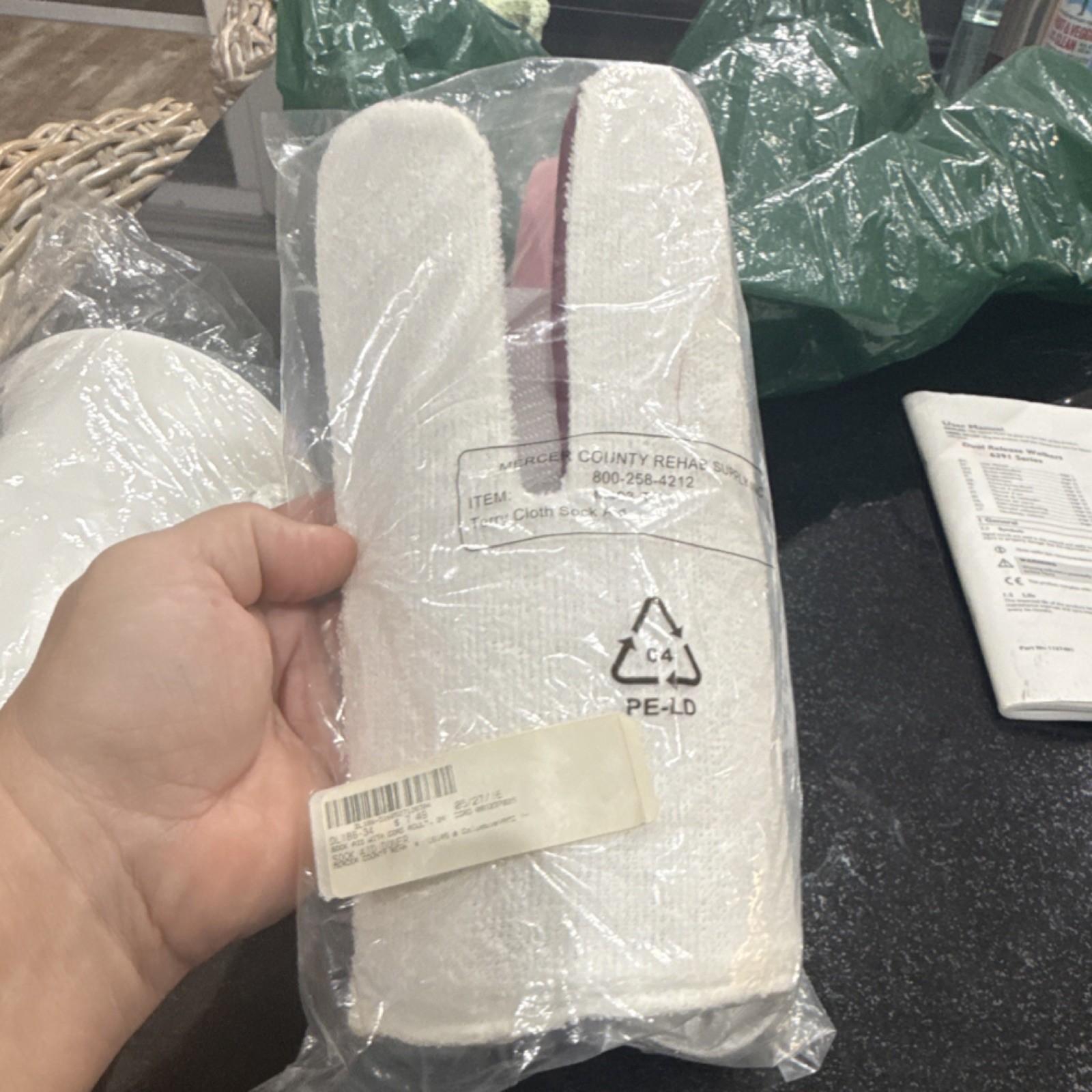 Mercer County Rehab Terry Cloth Sock Aid White Adult 24″ Foot DL186-34