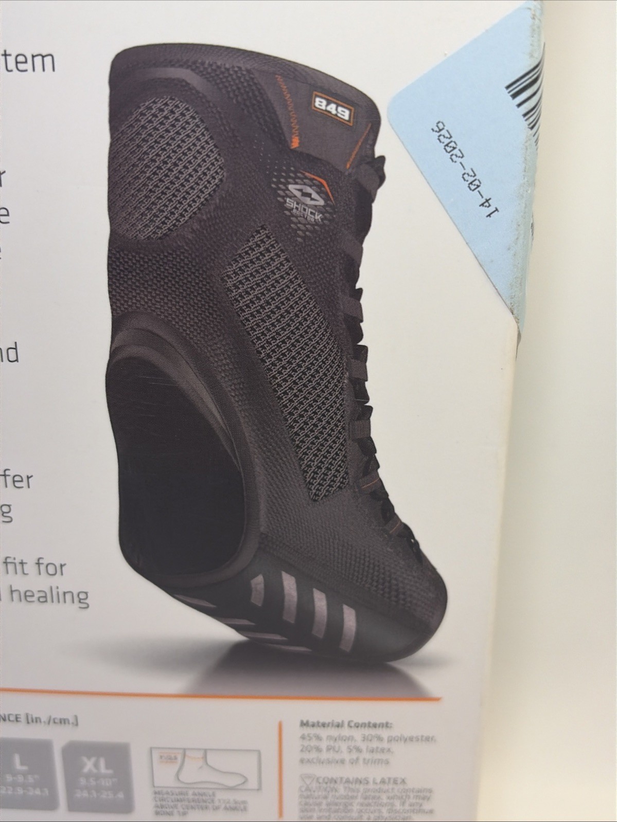 Shock Doctor Ankle Level 2 Ankle Support 849 Ultra Lace Up Ankle , Large, Black